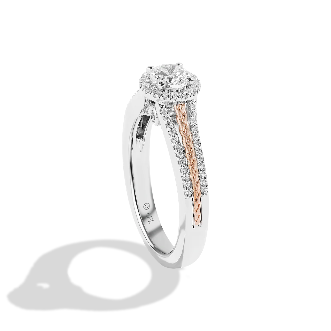 14K WHITE GOLD AND ROSE GOLD PRINCESS LEIA™ HALO ENGAGEMENT RING with 1/2 CT.TW. Center Stone and 3/4 CT.TW. Diamonds - Image 3