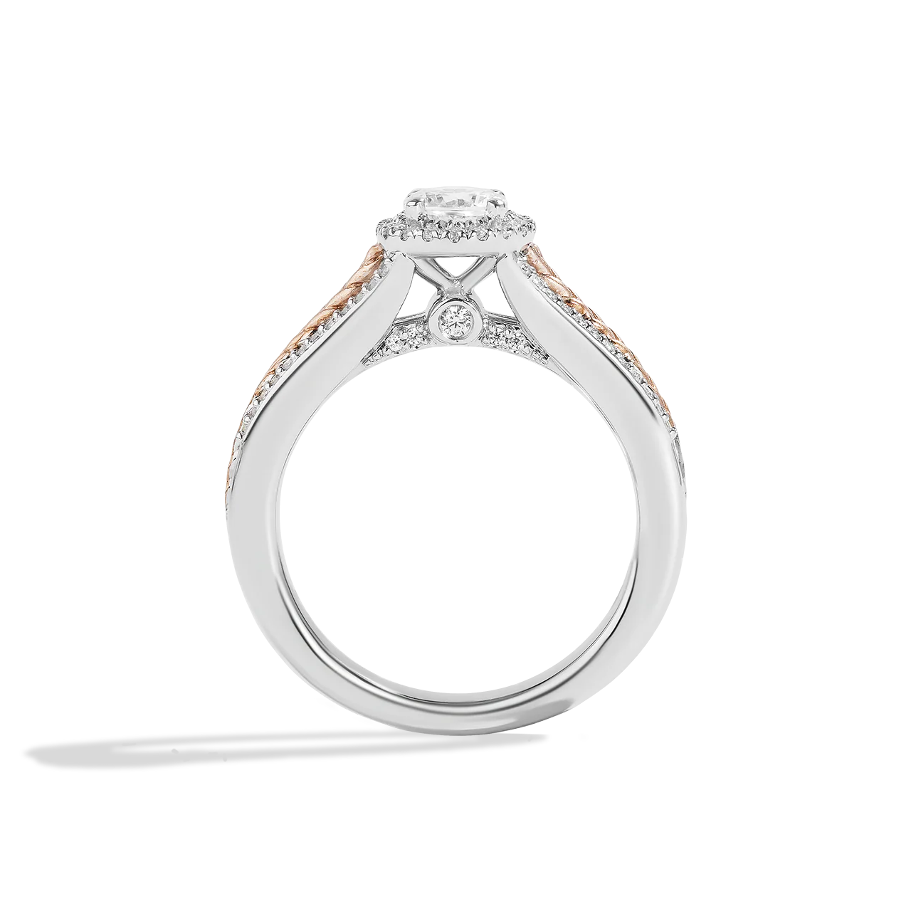 14K WHITE GOLD AND ROSE GOLD PRINCESS LEIA™ HALO ENGAGEMENT RING with 1/2 CT.TW. Center Stone and 3/4 CT.TW. Diamonds - Image 4