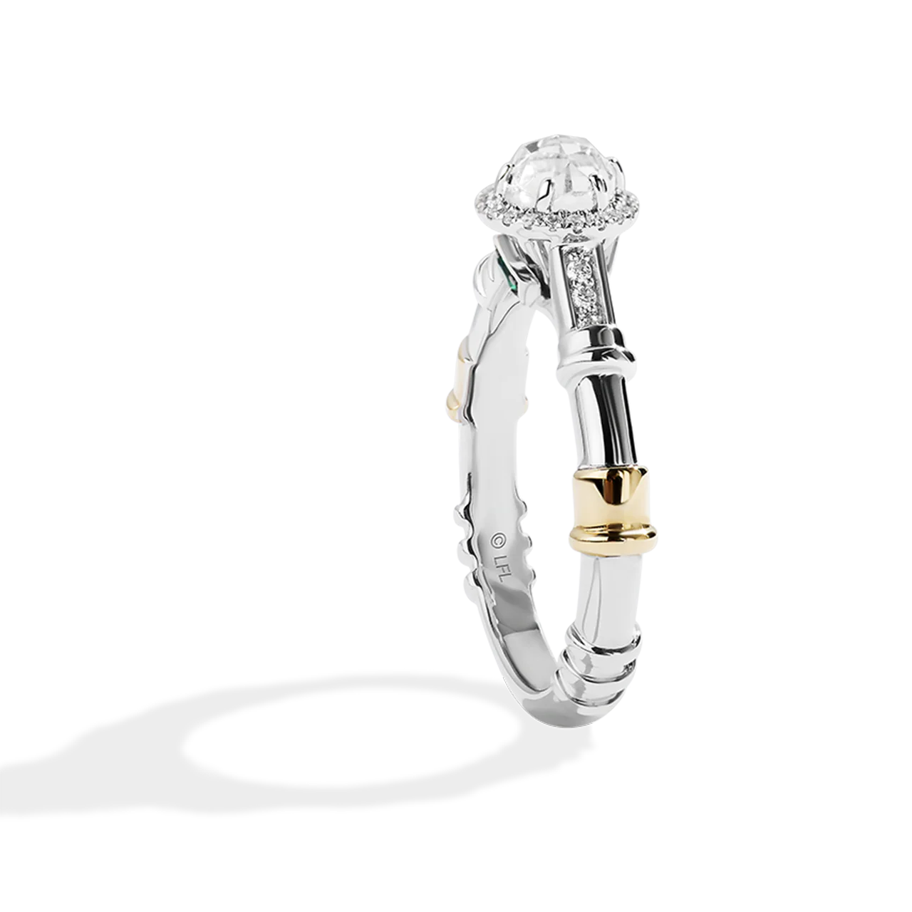 A JEDI™ MARK ENGAGEMENT RING 5/8 CT.TW. Diamond, Rosecut, Green Diopside, 14K White and Yellow Gold - Image 2