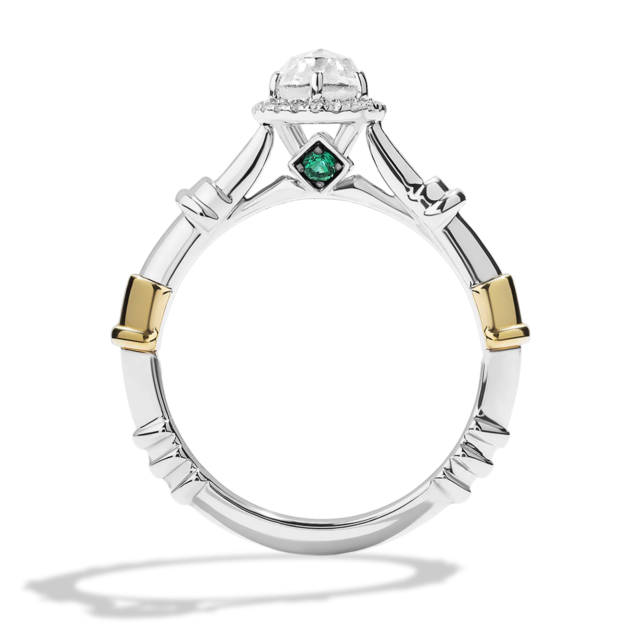 A JEDI™ MARK ENGAGEMENT RING 5/8 CT.TW. Diamond, Rosecut, Green Diopside, 14K White and Yellow Gold - Image 3