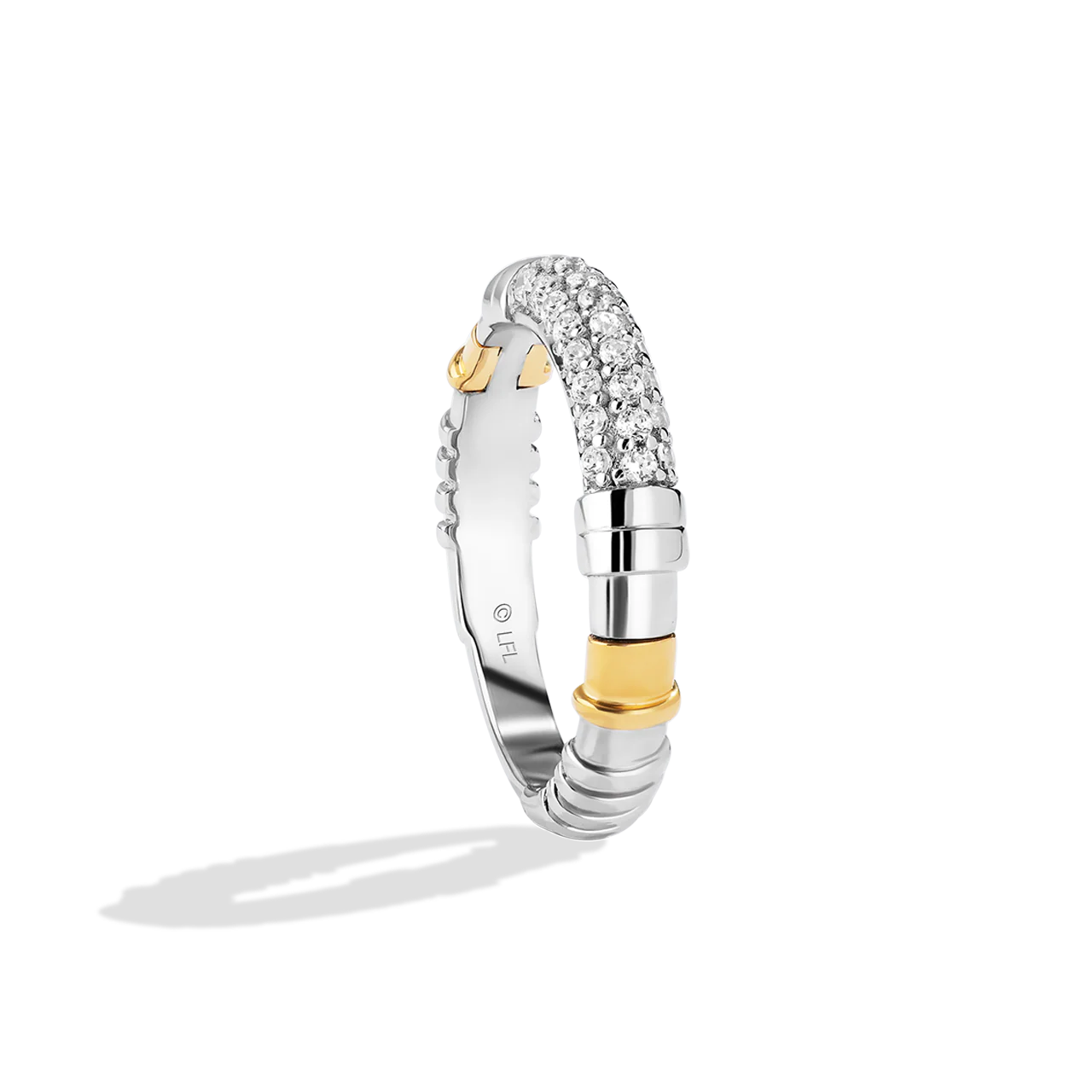 A JEDI™ MARK WOMEN'S BAND 1/4 CT.TW. White Diamonds 14K White and Yellow Gold - Image 2