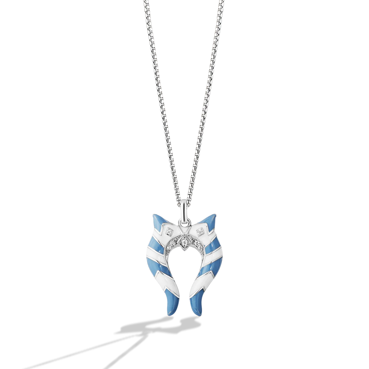 AHSOKA TANO™ STERLING SILVER WITH WHITE AND BLUE ENAMEL PENDANT with Accent Diamond