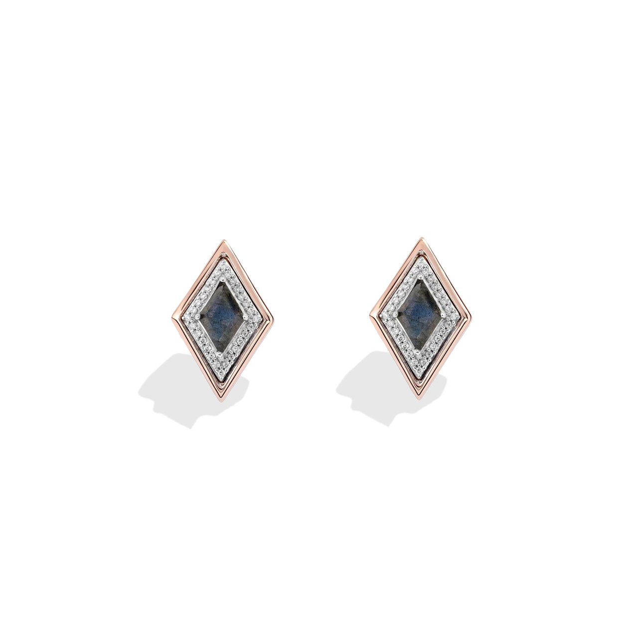 AHSOKA TANO™ WOMEN'S EARRINGS 1/6 CT.TW. Diamonds, Labradorite in Sterling Silver and 10K Rose Gold