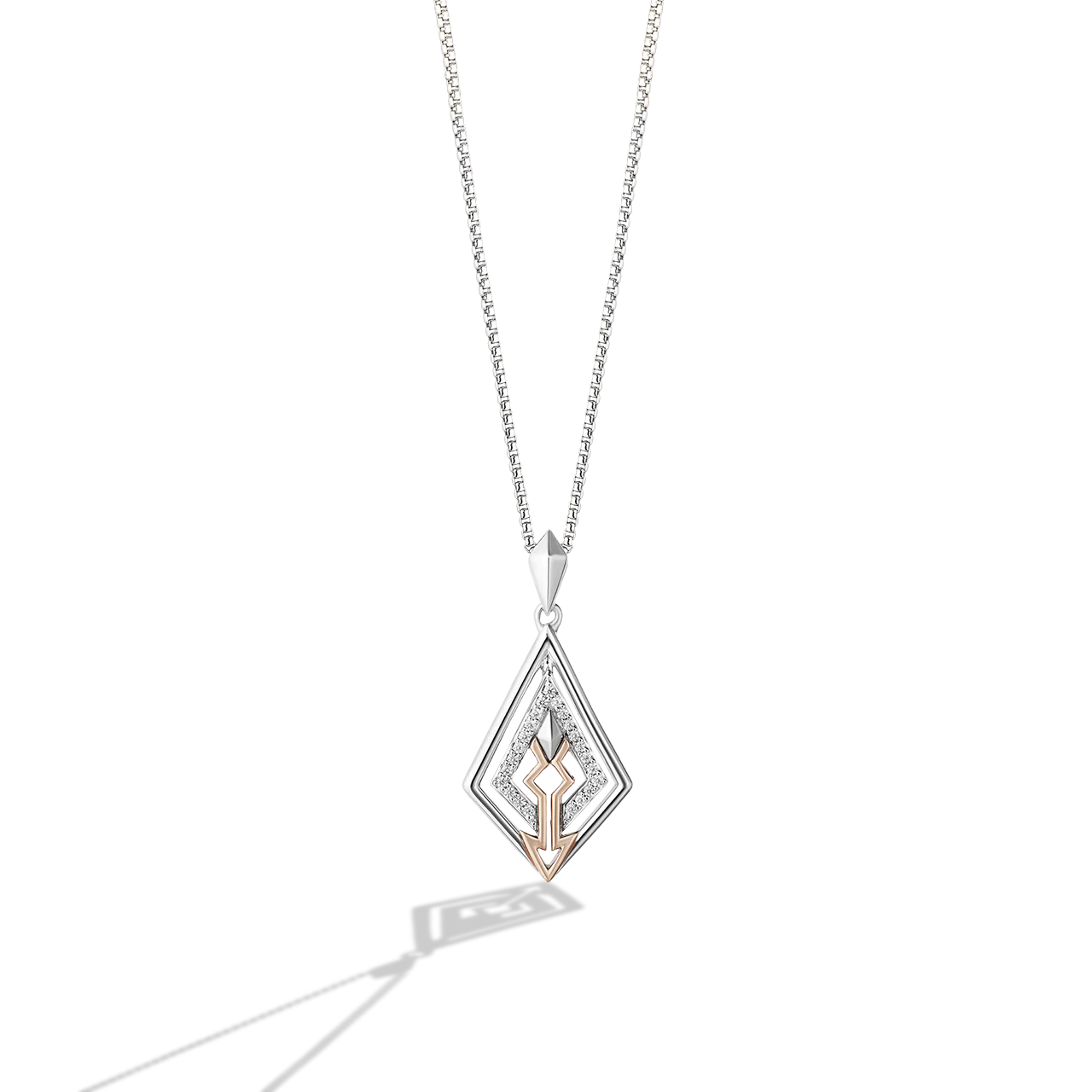 AHSOKA TANO™ WOMEN'S PENDANT 1/10 CT.TW. Diamonds, Sterling Silver and 10k Rose Gold