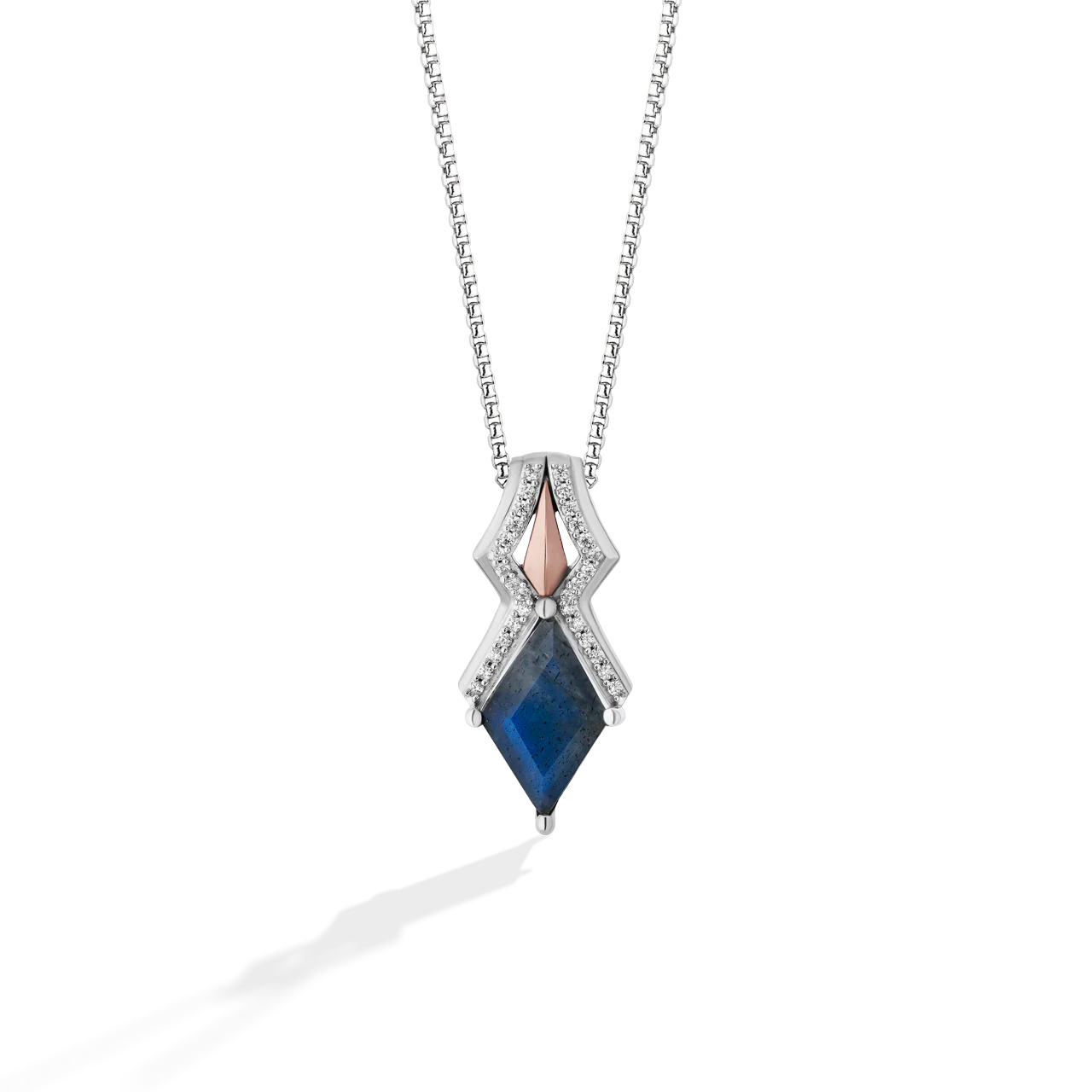 AHSOKA TANO™ WOMEN'S PENDANT 1/10 CT.TW. Diamonds, Labradorite in Sterling Silver and 10K Rose Gold