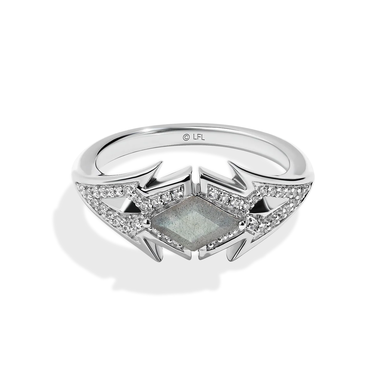 AHSOKA TANO™ WOMEN'S RING 1/6 CT.TW. Diamonds and Grey Labradorite, Sterling Silver