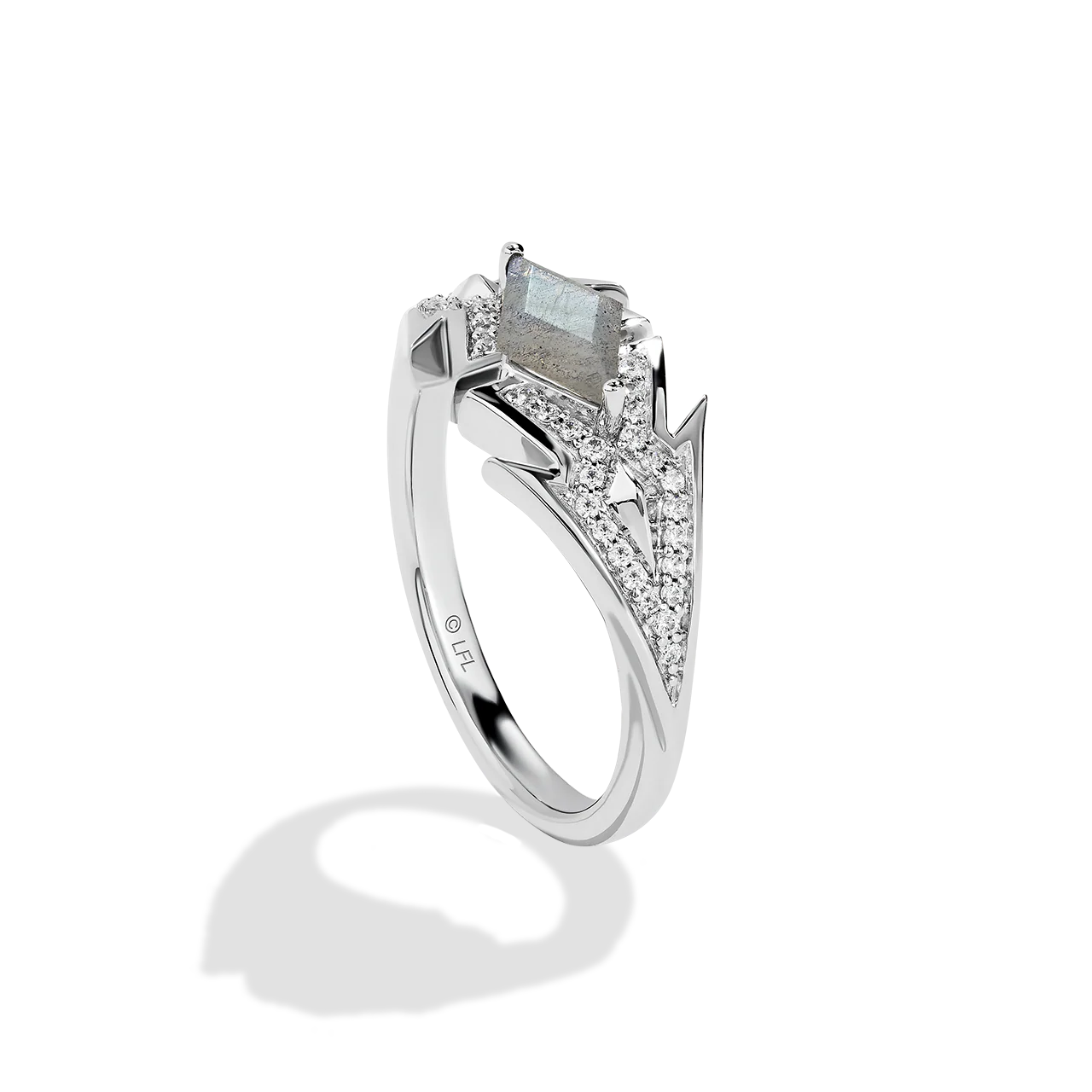 AHSOKA TANO™ WOMEN'S RING 1/6 CT.TW. Diamonds and Grey Labradorite, Sterling Silver - Image 2