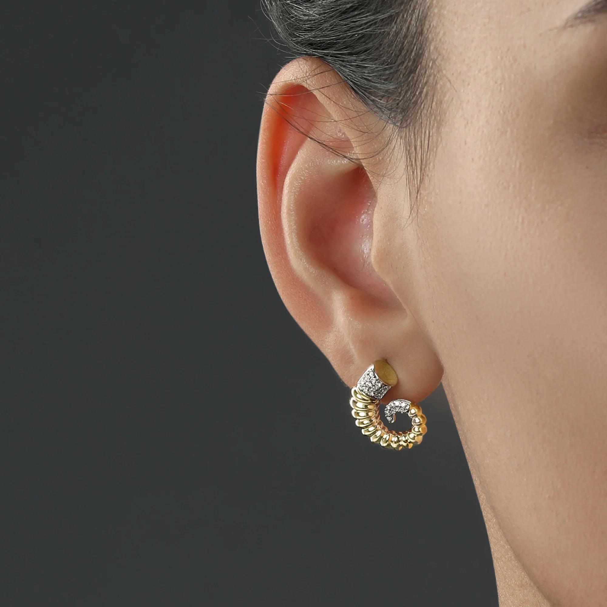 BANTHA™ WOMEN'S EARRINGS 1/6 CT.TW. Diamond, 10K Yellow Gold and Sterling Silver - Image 2