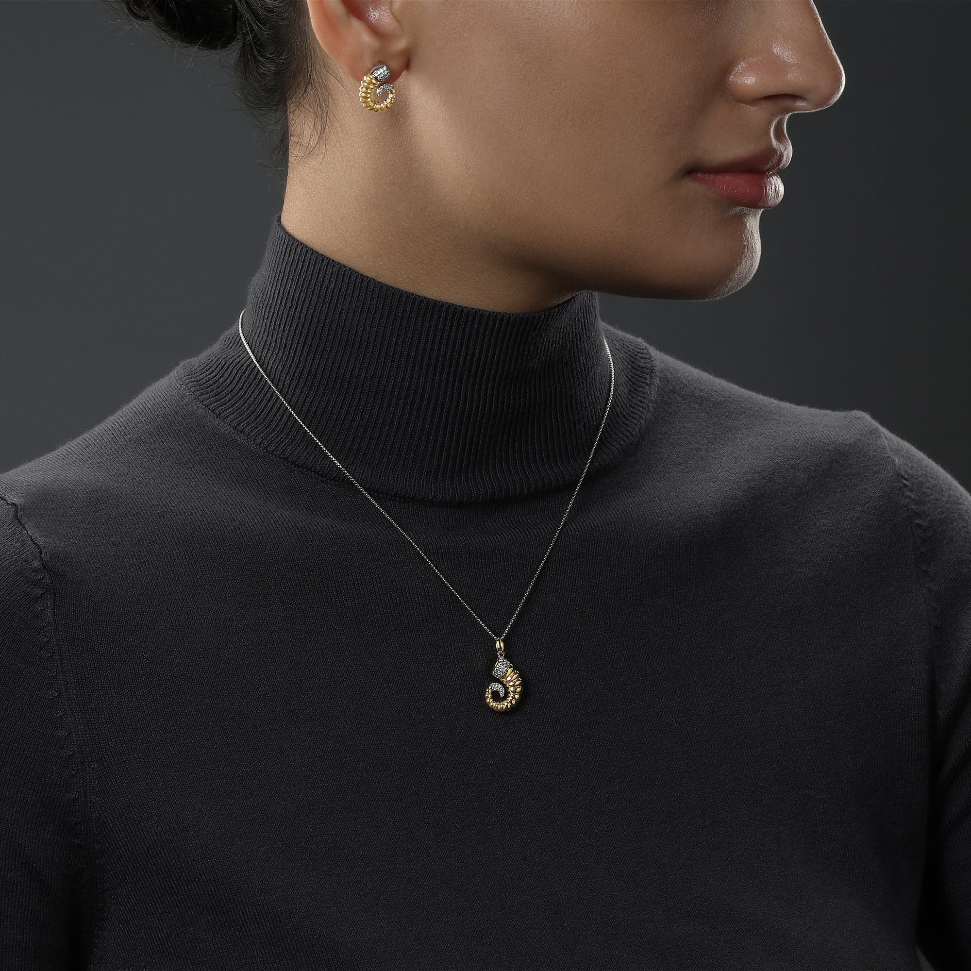 BANTHA™ WOMEN'S EARRINGS 1/6 CT.TW. Diamond, 10K Yellow Gold and Sterling Silver - Image 3