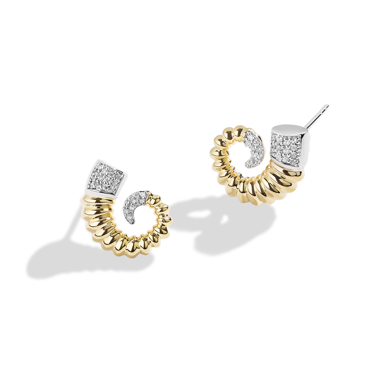 BANTHA™ WOMEN'S EARRINGS 1/6 CT.TW. Diamond, 10K Yellow Gold and Sterling Silver - Image 4