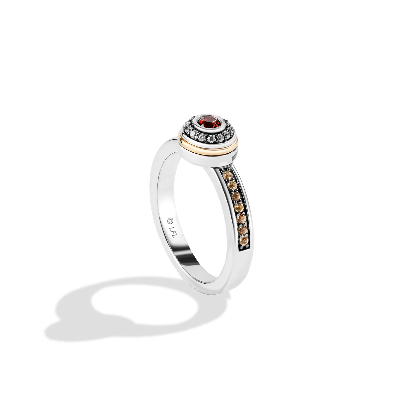 BB-8 Droid 1/20 CT.TW. Diamonds with Garnet, Citrine in Sterling Silver and 10K Yellow Gold - Image 2