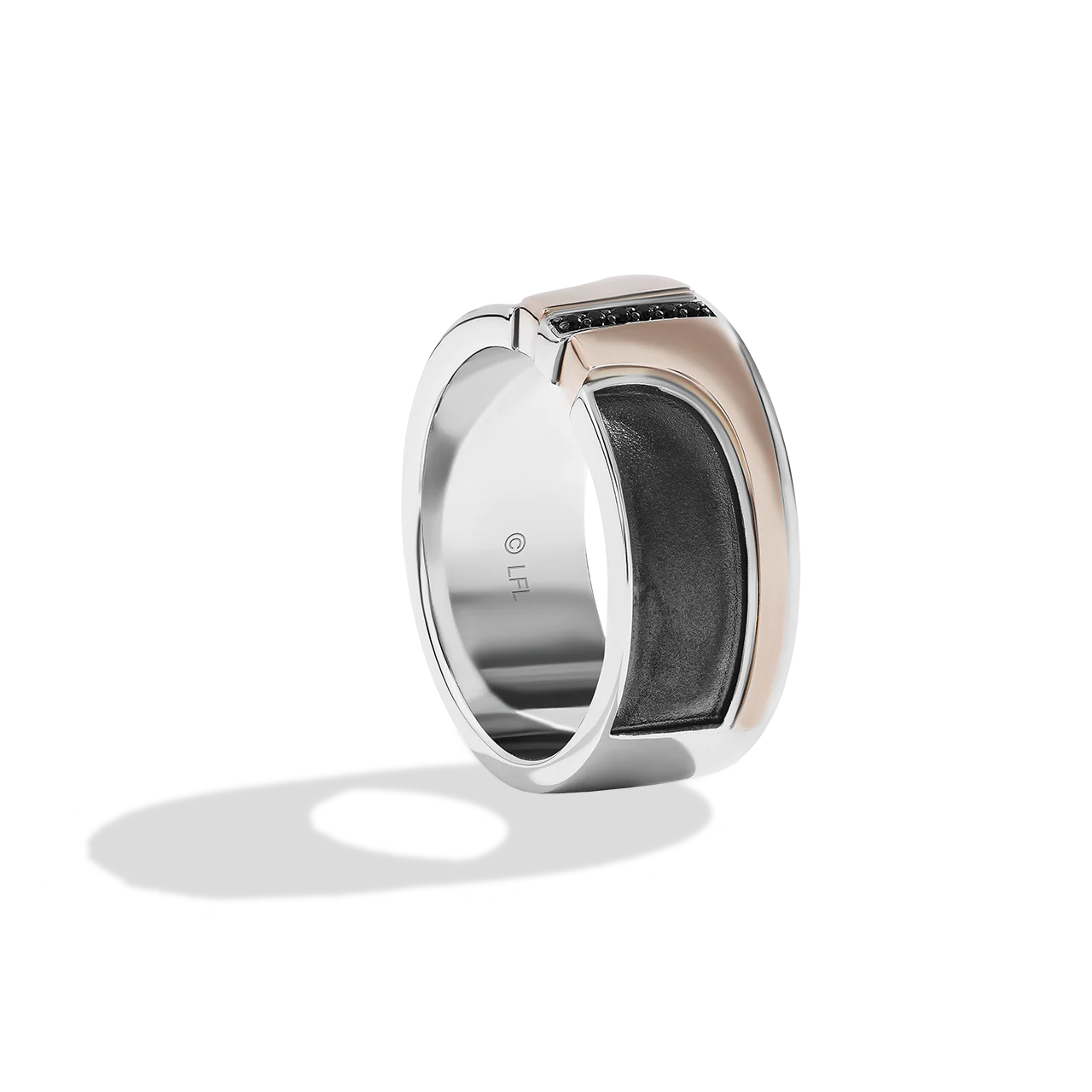 BOBA FETT™ MEN'S RING Black Diamond Accent, Sterling Silver with Black Rhodium and 10k Rose Gold - Image 2