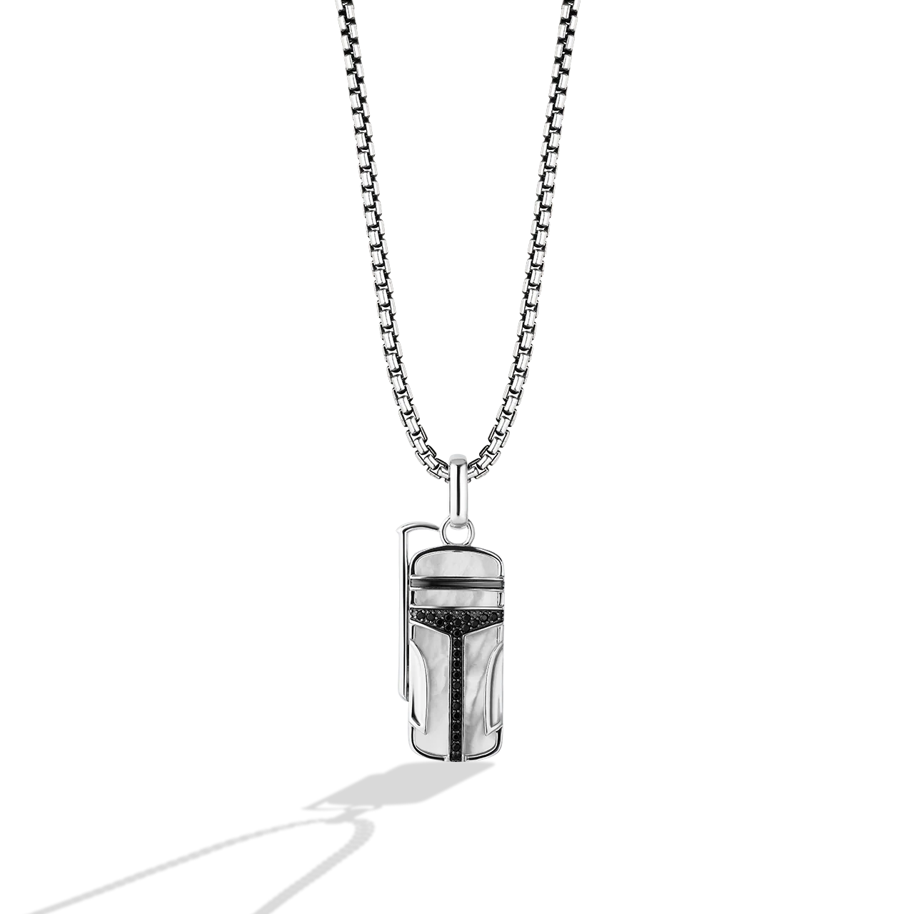 BOBA FETT™ MEN'S/WOMEN'S PENDANT 1/5 CT.TW. Black Diamonds, Mother of Pearl, Sterling Silver with Black Rhodium