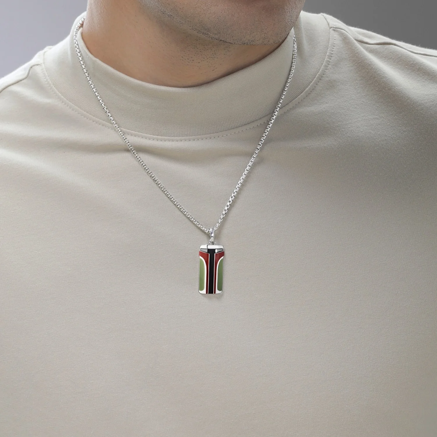 BOBA FETT™ MEN'S/WOMEN'S PENDANT Diamond Accent, Enamel, Sterling Silver - Image 2