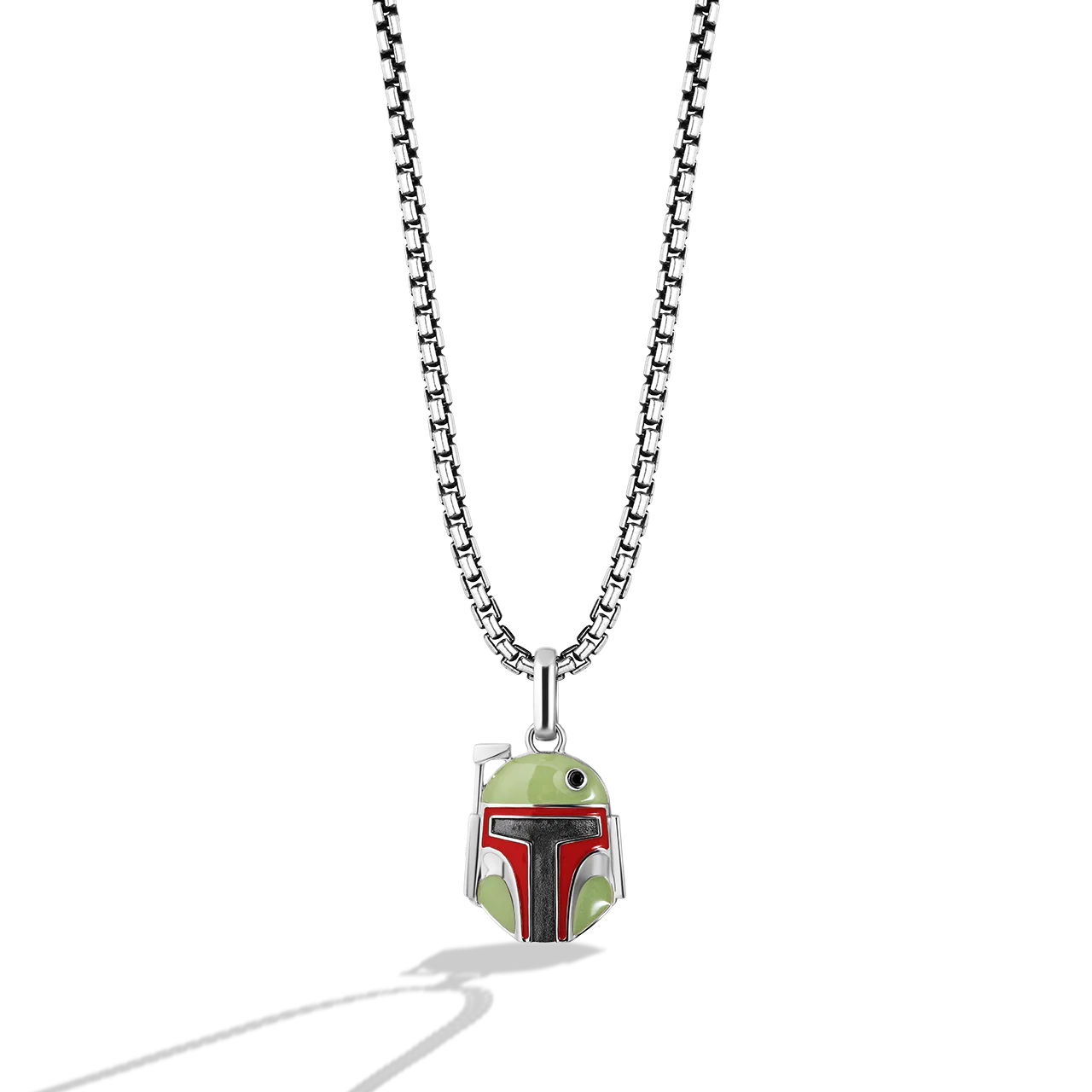 BOBA FETT™ STERLING SILVER WITH ENAMEL AND BLACK RHODIUM PENDANT with Accent Black Diamonds