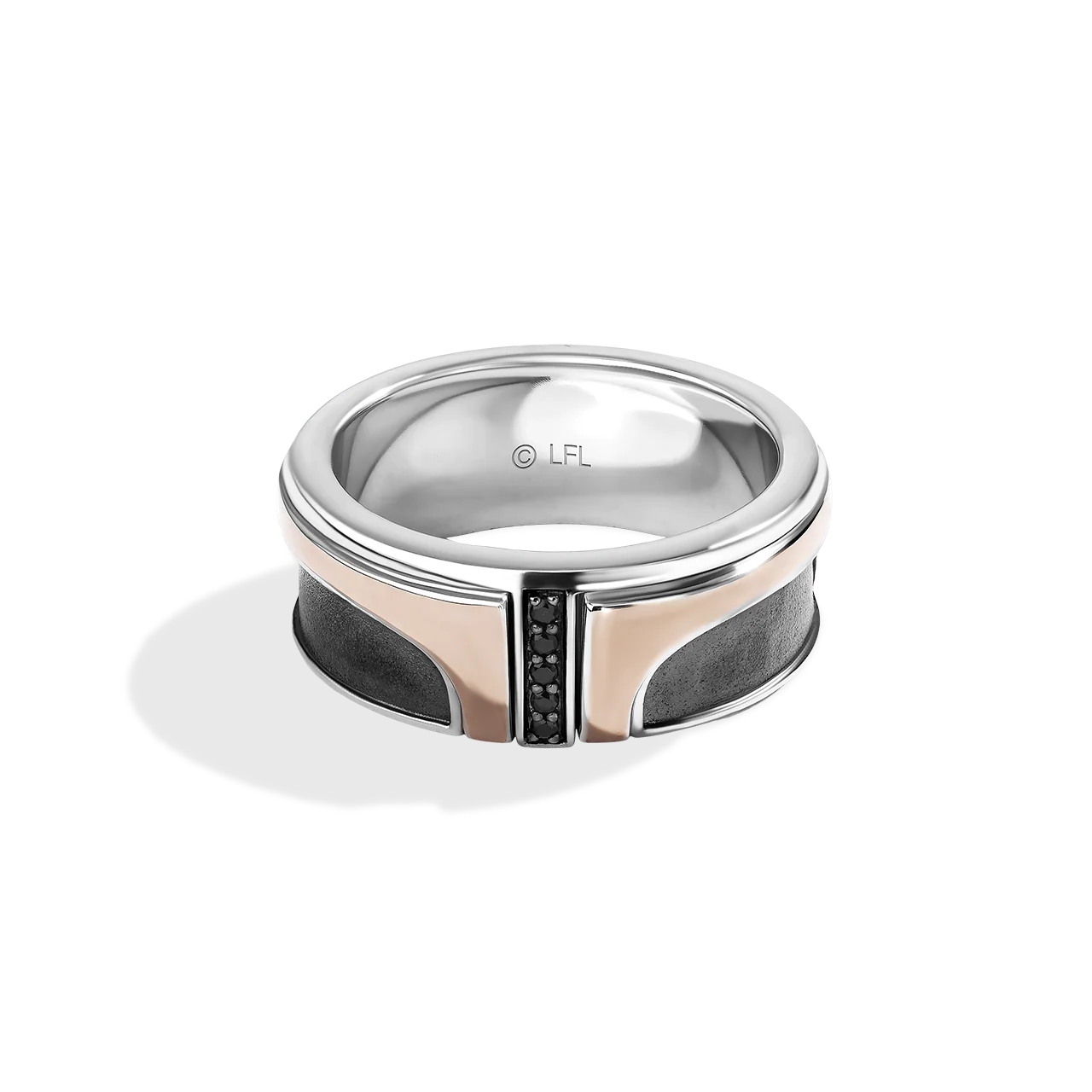 BOBA FETT™ WOMEN'S RING Black Diamond Accent, Sterling Silver with Black Rhodium and 10K Rose Gold