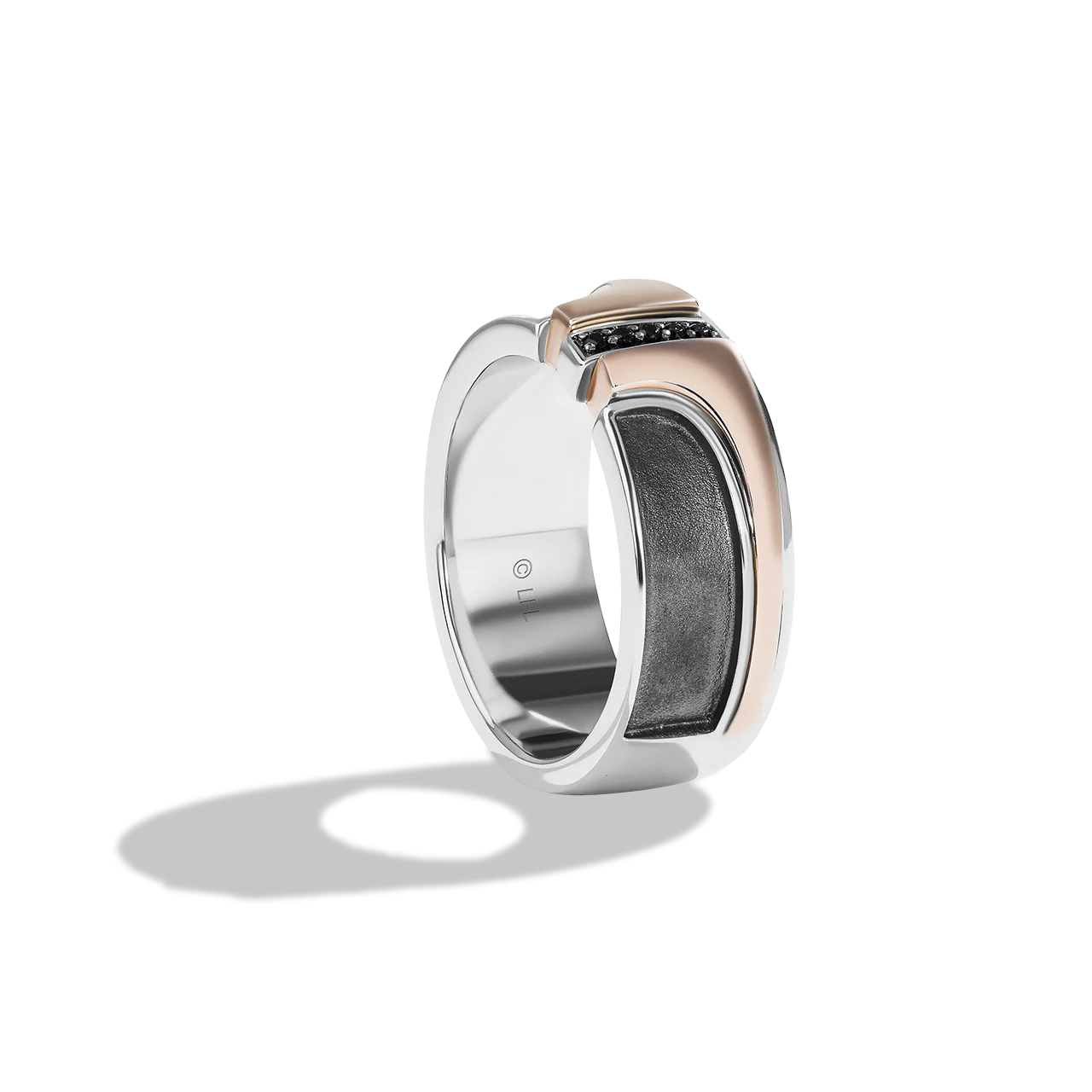 BOBA FETT™ WOMEN'S RING Black Diamond Accent, Sterling Silver with Black Rhodium and 10K Rose Gold - Image 3