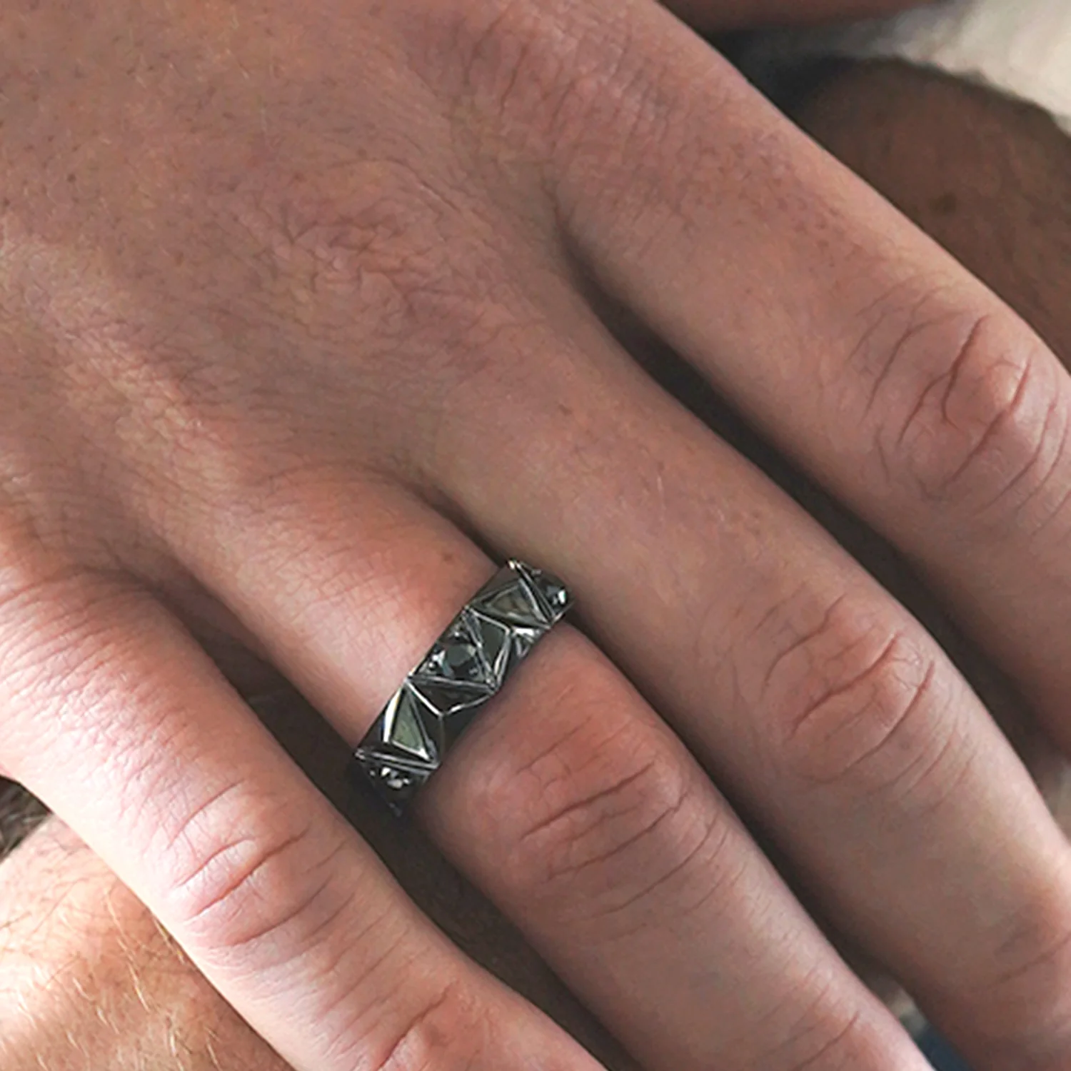 DARK ARMOR MEN'S BAND 1/2 CT.TW. Black diamonds 14K White Gold - Image 3