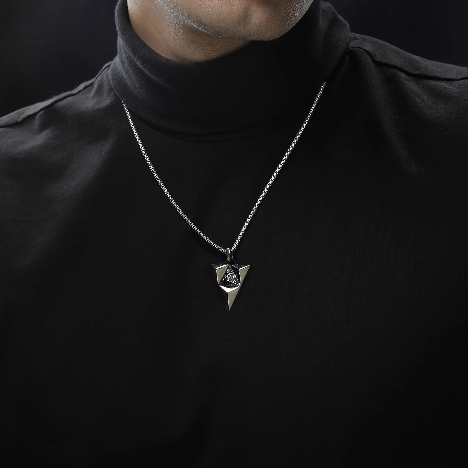 DARK ARMOR MEN'S PENDANT 1/3 CT.TW. Black Diamonds Silver with Black Rhodium - Image 2
