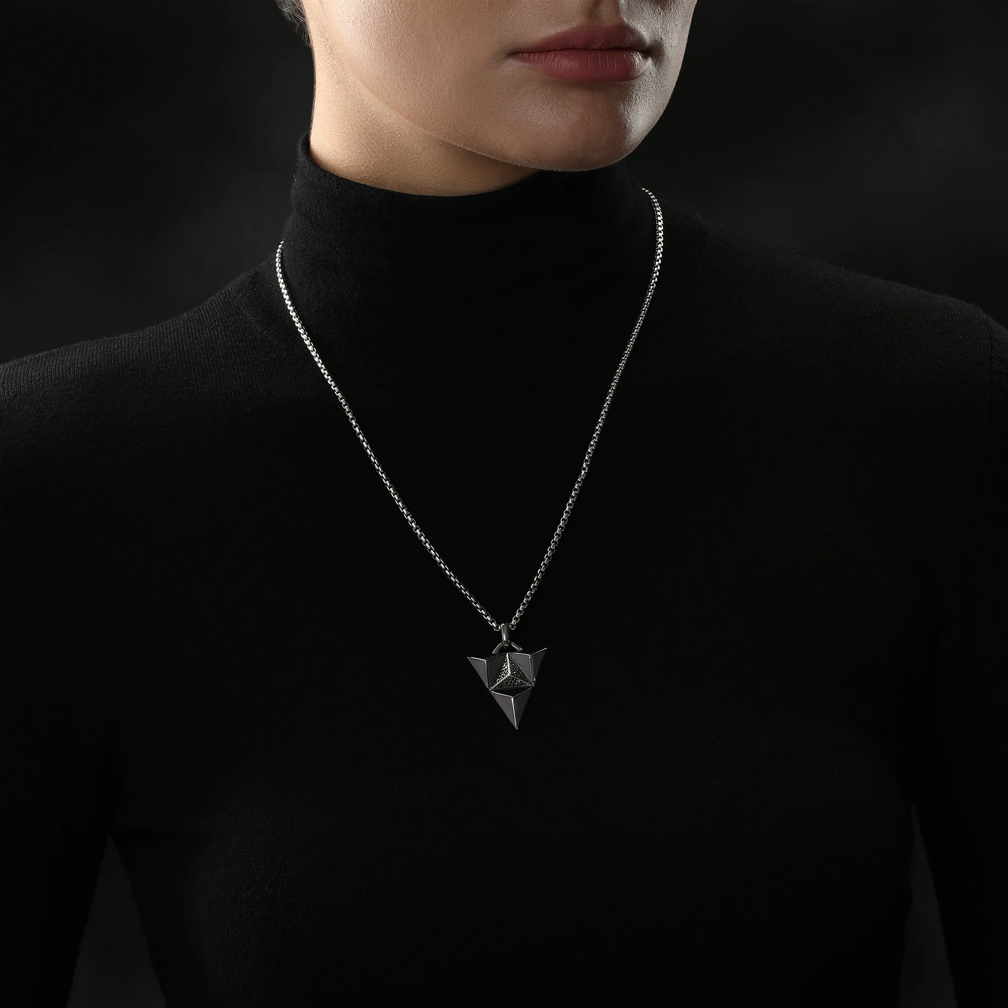 DARK ARMOR MEN'S PENDANT 1/3 CT.TW. Black Diamonds Silver with Black Rhodium - Image 3