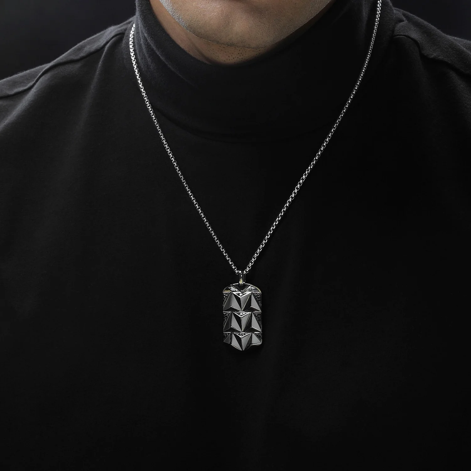 DARK ARMOR MEN'S PENDANT 3/8 CT.TW. Black Diamonds Silver with Black Rhodium - Image 2