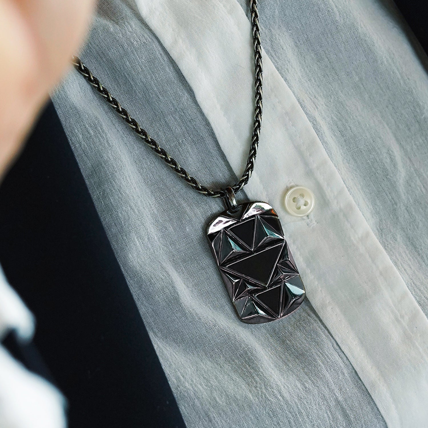 DARK ARMOR MEN'S PENDANT Black Onyx Silver with Black Rhodium - Image 2