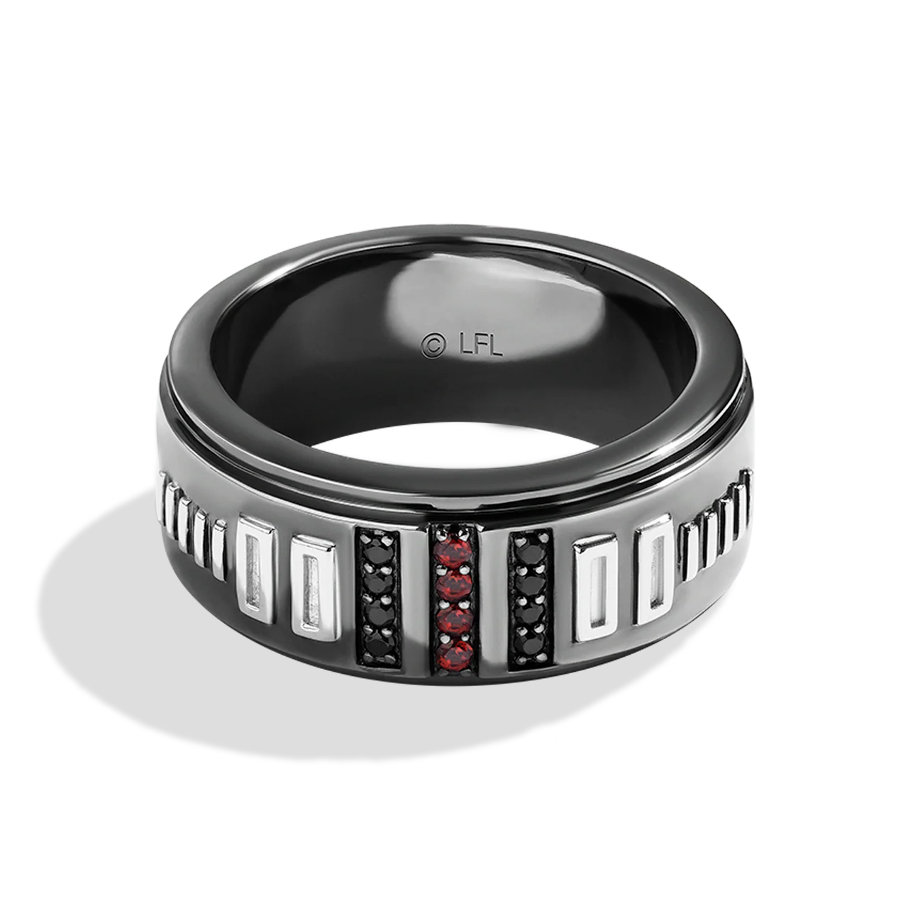 DARK ARMOR MEN'S RING 1/10 CT.TW. Black Diamond Garnet Silver with Black Rhodium