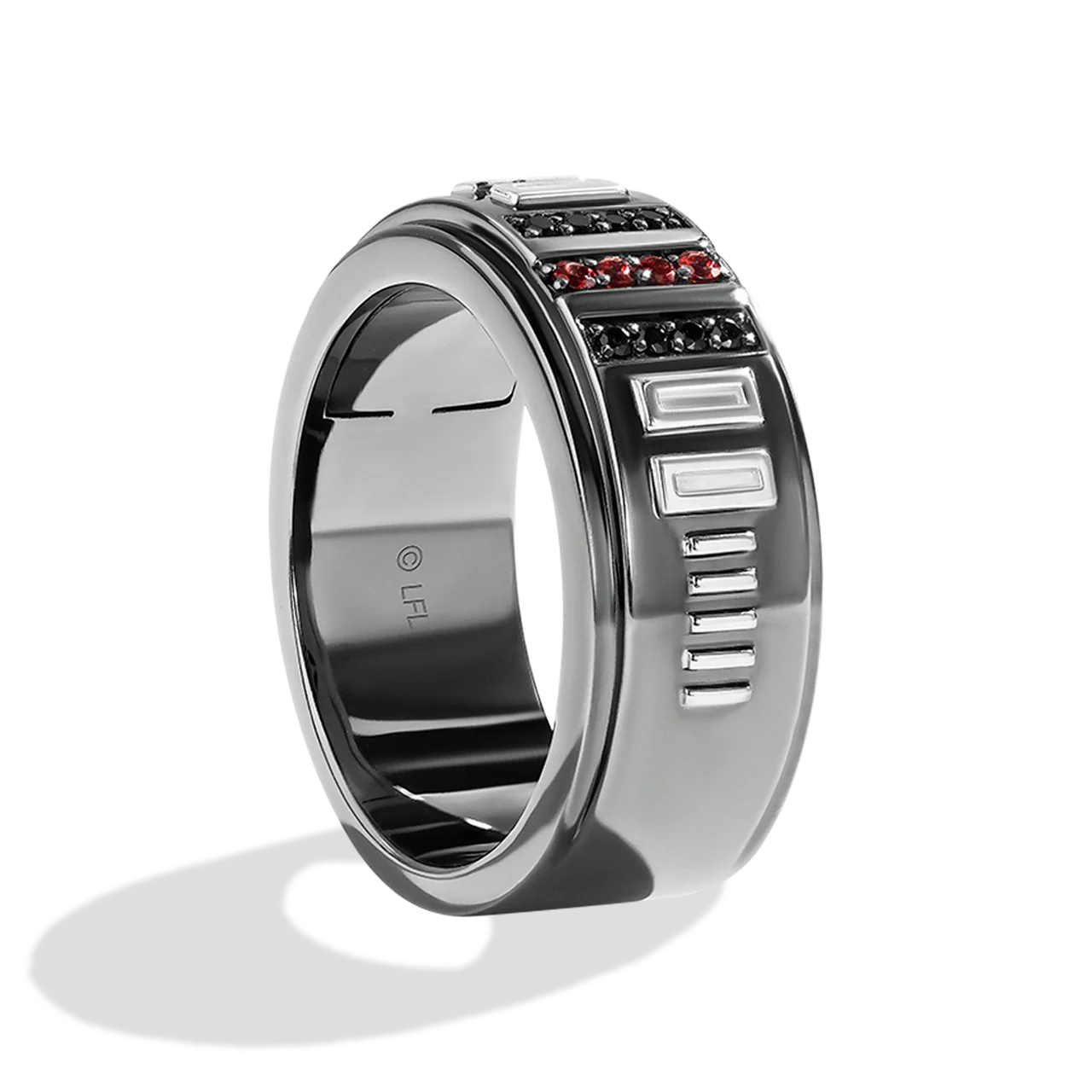 DARK ARMOR MEN'S RING 1/10 CT.TW. Black Diamond Garnet Silver with Black Rhodium - Image 3