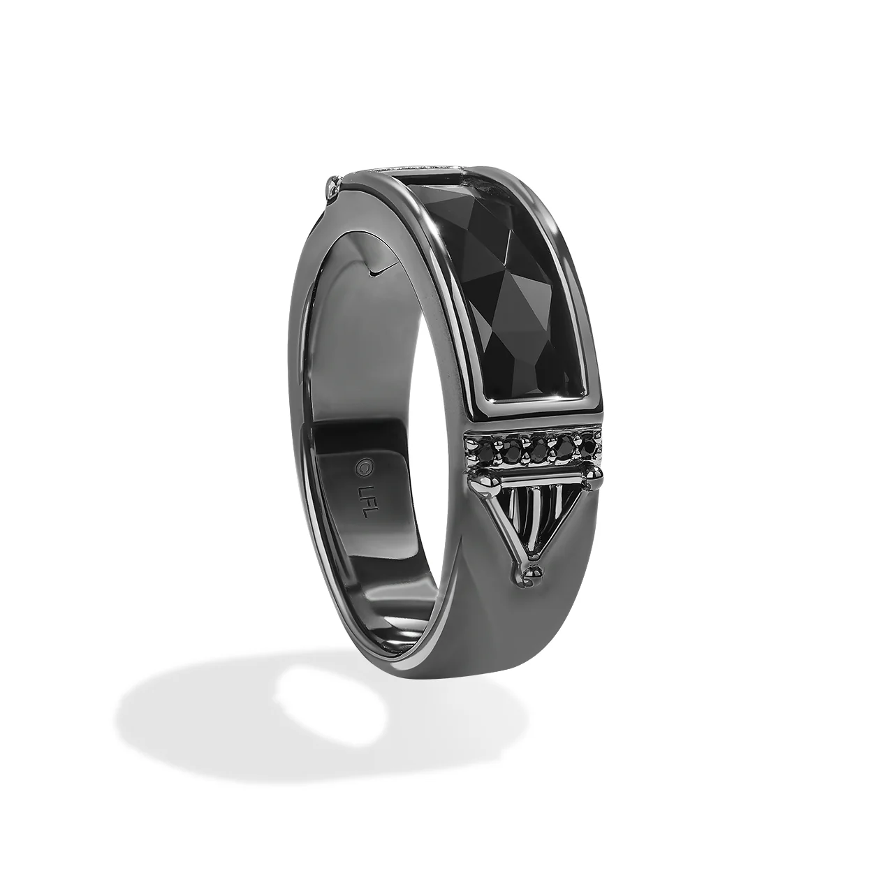 DARK ARMOR MEN'S RING 1/10 CT.TW. Black Diamonds, Black Onyx, Sterling Silver with Black Rhodium - Image 3