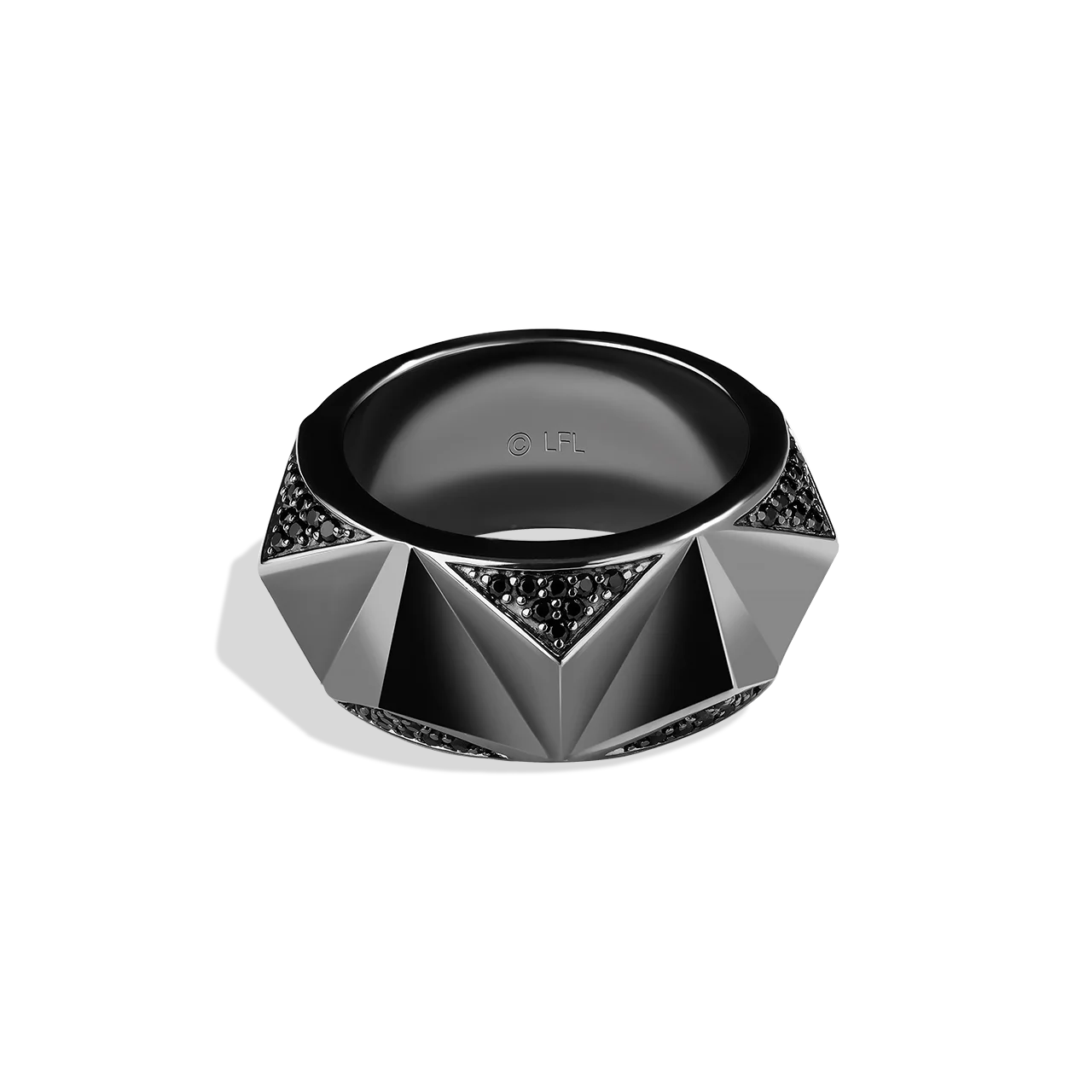 DARK ARMOR MEN'S RING 1/2 CT.TW. Black Diamonds Silver with Black Rhodium