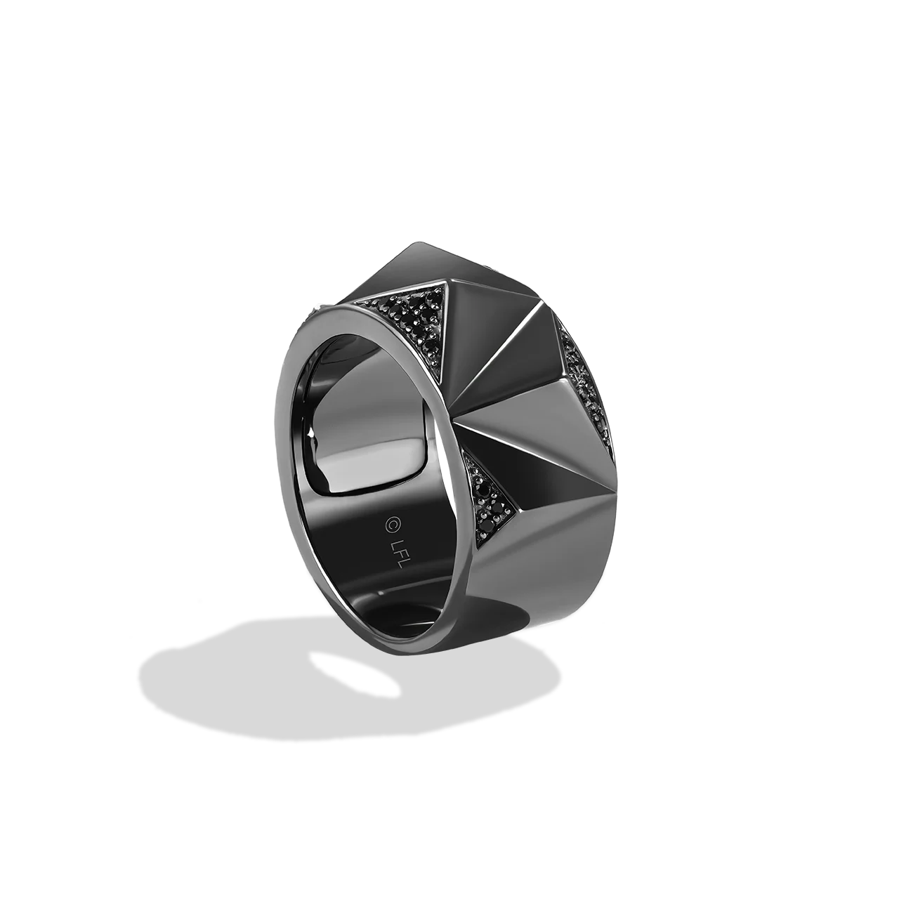 DARK ARMOR MEN'S RING 1/2 CT.TW. Black Diamonds Silver with Black Rhodium - Image 4