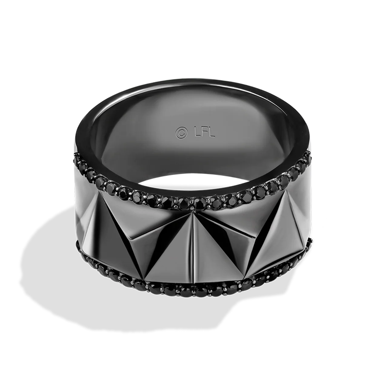 DARK ARMOR MEN'S RING 1/2 CT.TW. Black Diamonds Silver with Black Rhodium