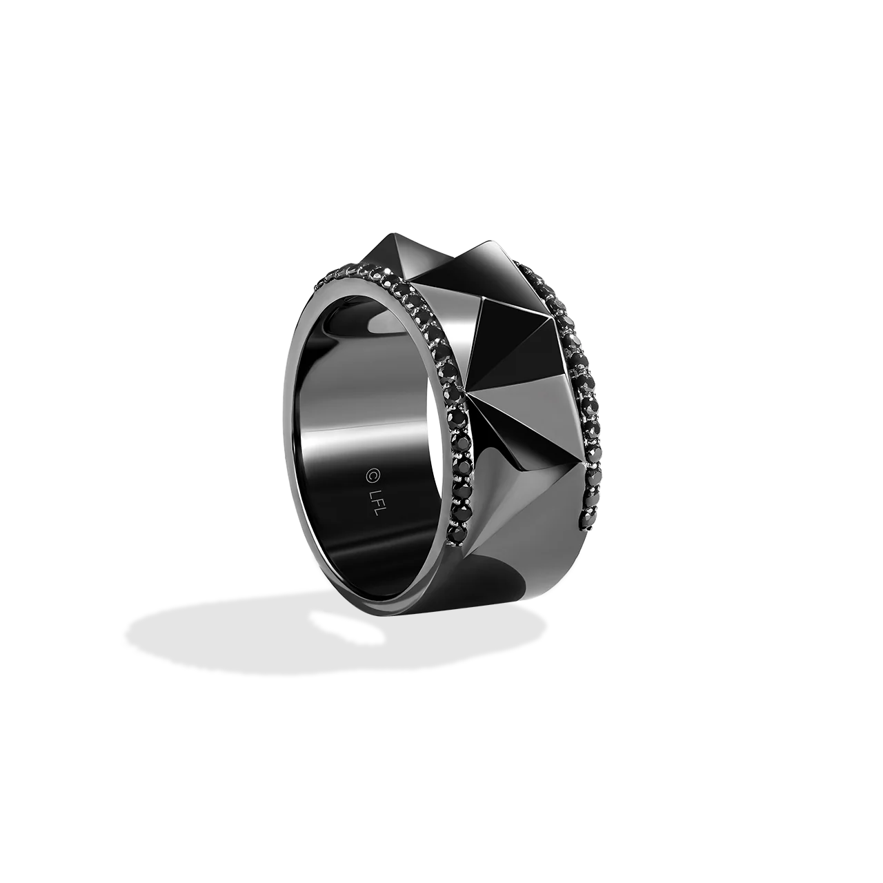 DARK ARMOR MEN'S RING 1/2 CT.TW. Black Diamonds Silver with Black Rhodium - Image 3