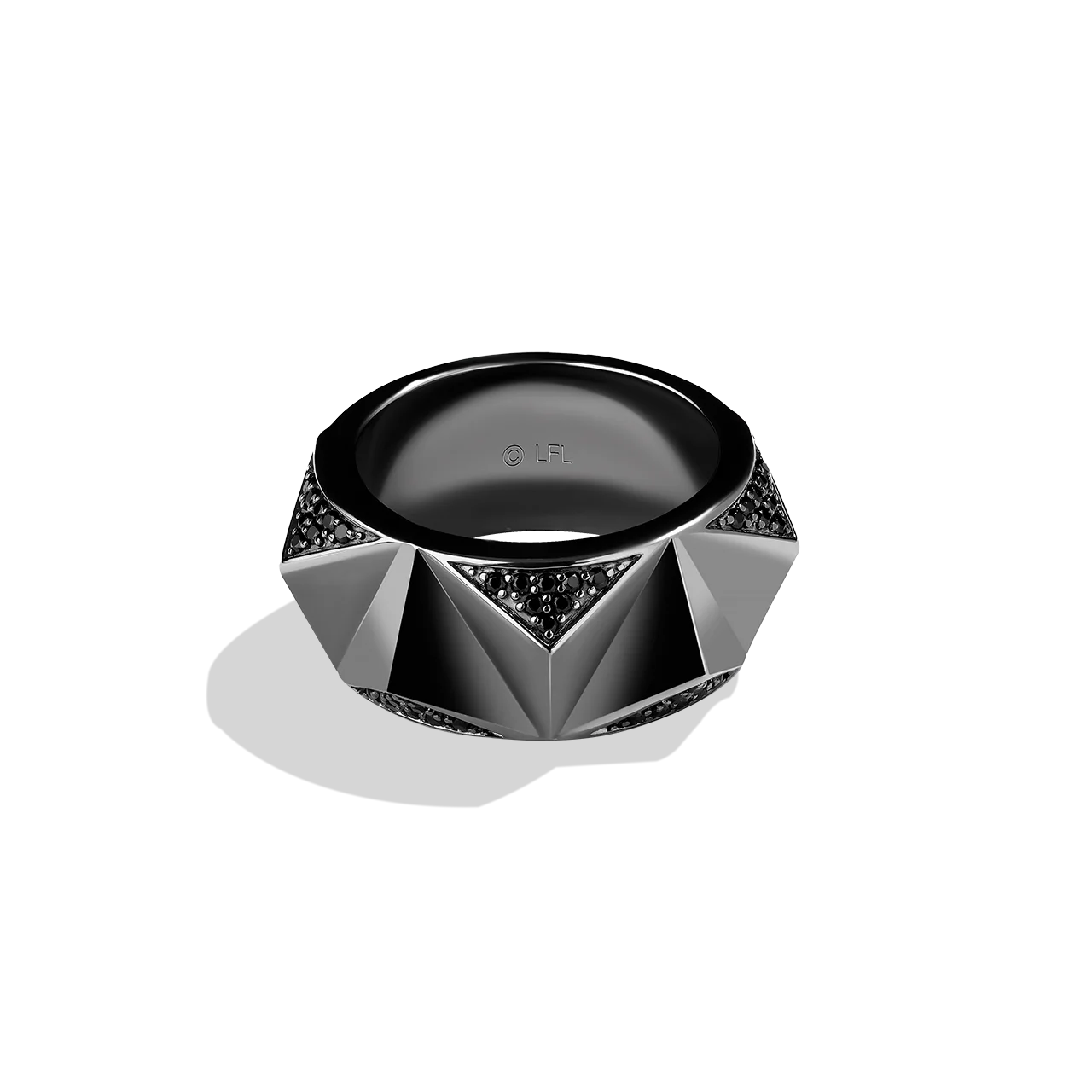 DARK ARMOR MEN'S RING 1/6 CT.TW. Black Diamonds Silver with Black Rhodium