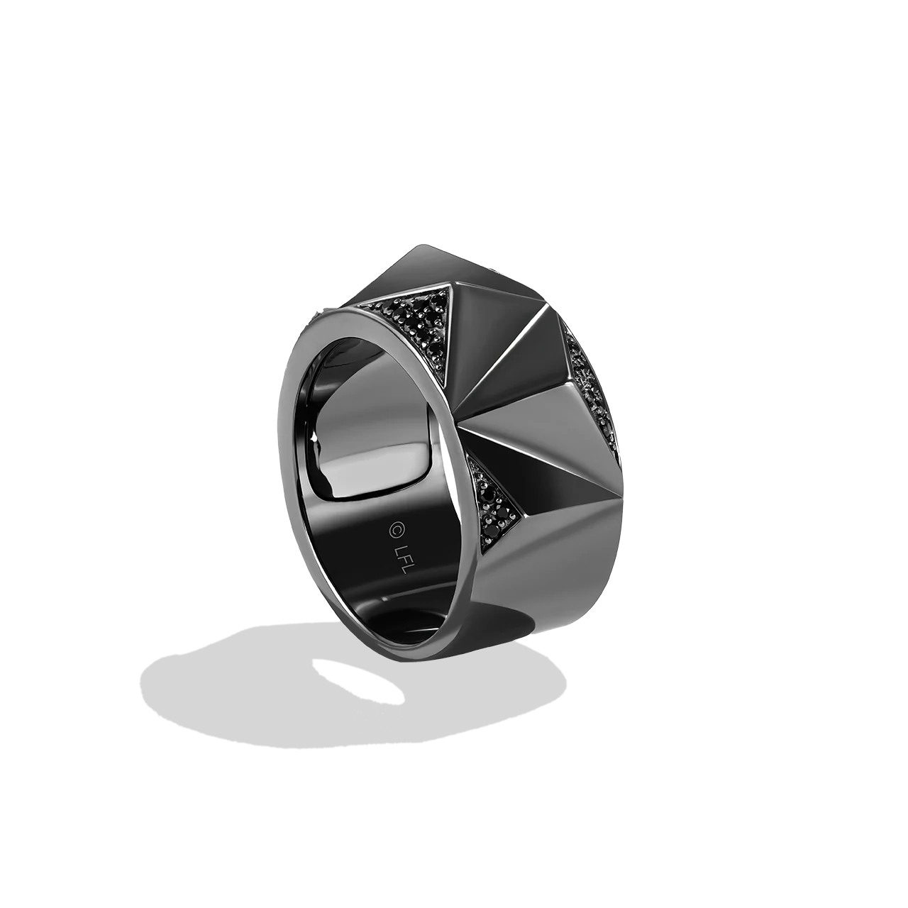 DARK ARMOR MEN'S RING 1/6 CT.TW. Black Diamonds Silver with Black Rhodium - Image 2