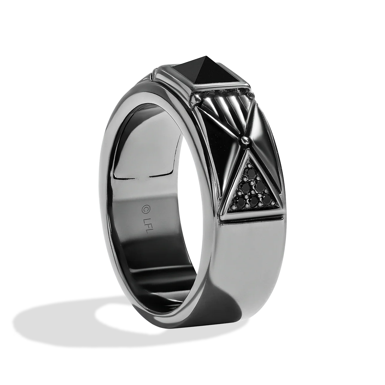 DARK ARMOR MEN'S RING 1/7 CT.TW. Black Diamonds Onyx Silver with Black Rhodium - Image 3