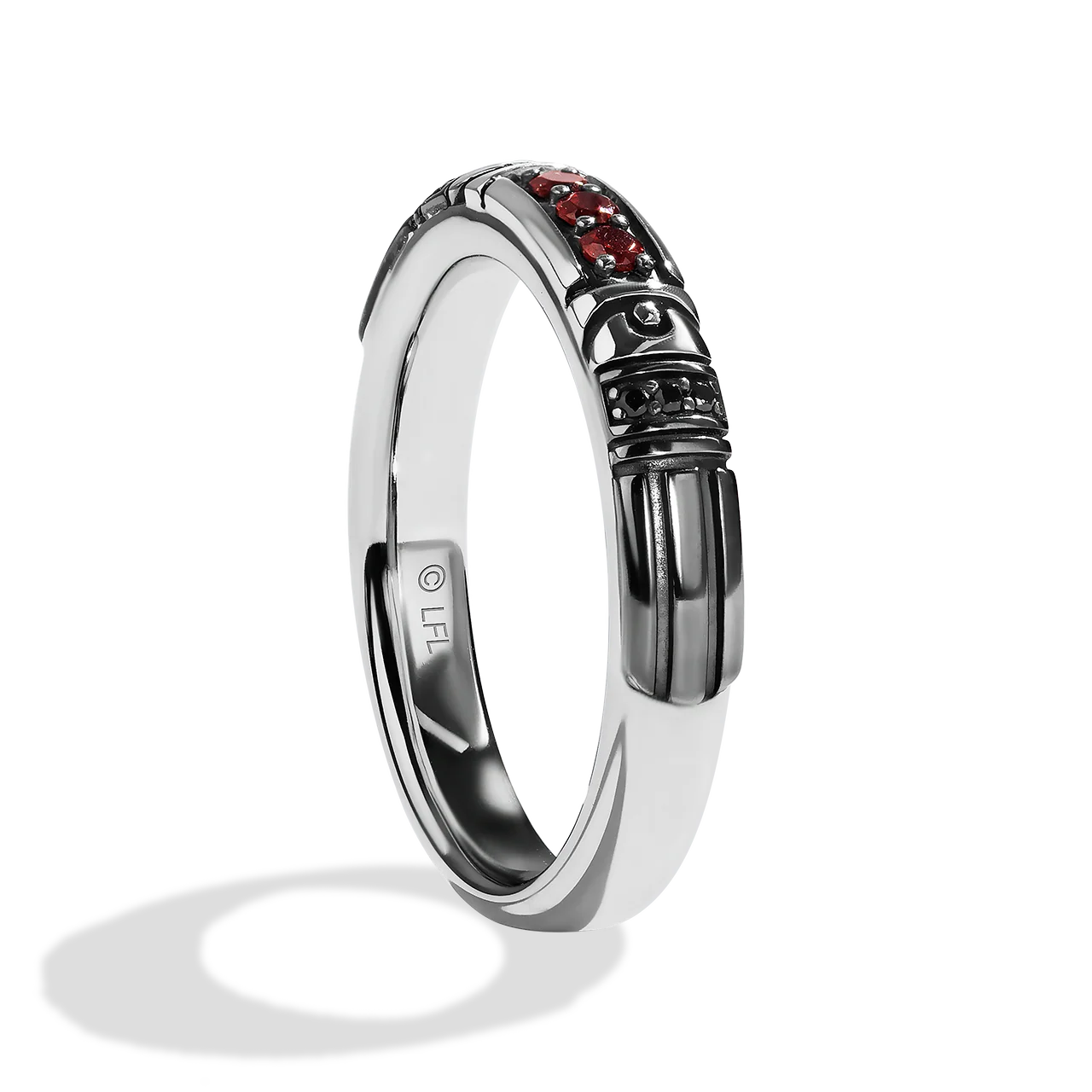 DARK ARMOR MEN'S RING Black Diamond Accent Garnet Silver with Black Rhodium - Image 3