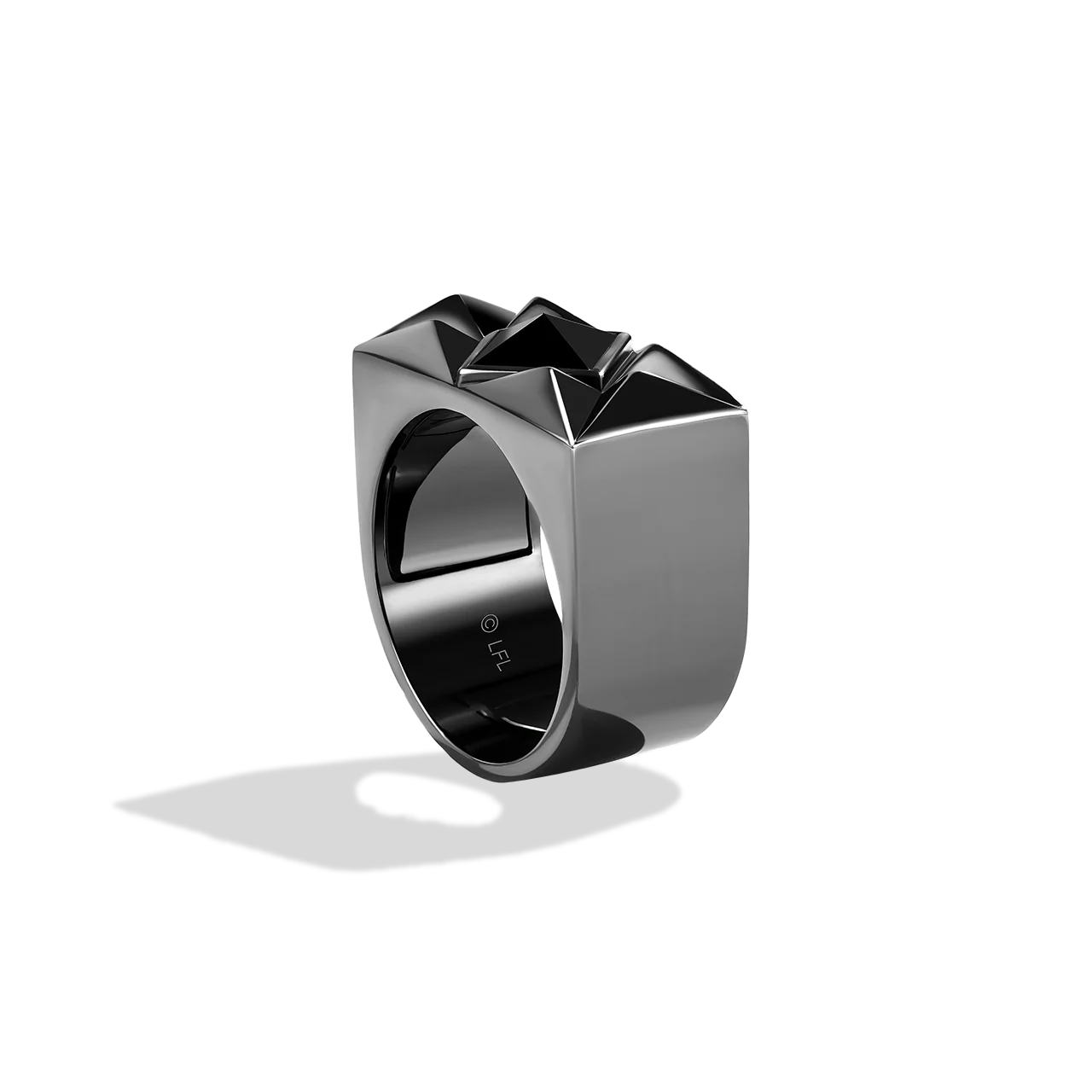 DARK ARMOR MEN'S RING Black Onyx Silver and Black Rhodium - Image 3