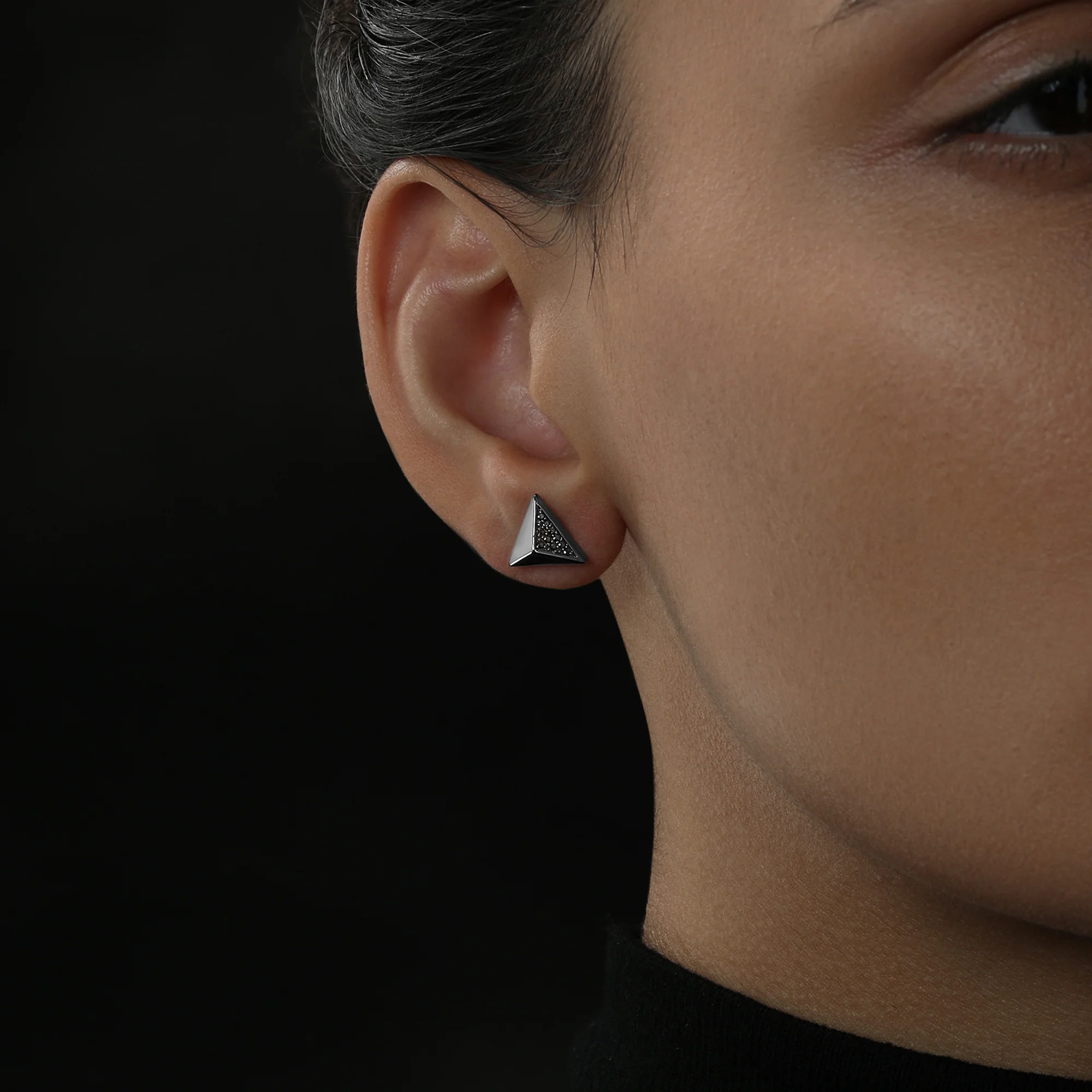 DARK ARMOR MEN'S/WOMEN'S STUDS Black Diamond Accent Silver with Black Rhodium - Image 3