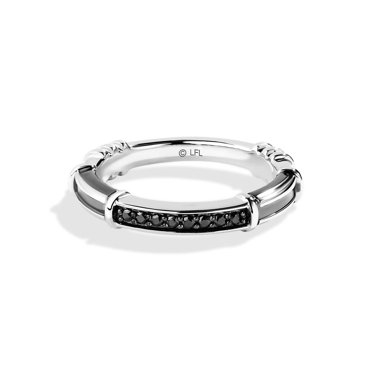 DARK ARMOR WEDDING BAND 1/10 CT.TW. Black Diamonds, 14k White Gold with Black Rhodium
