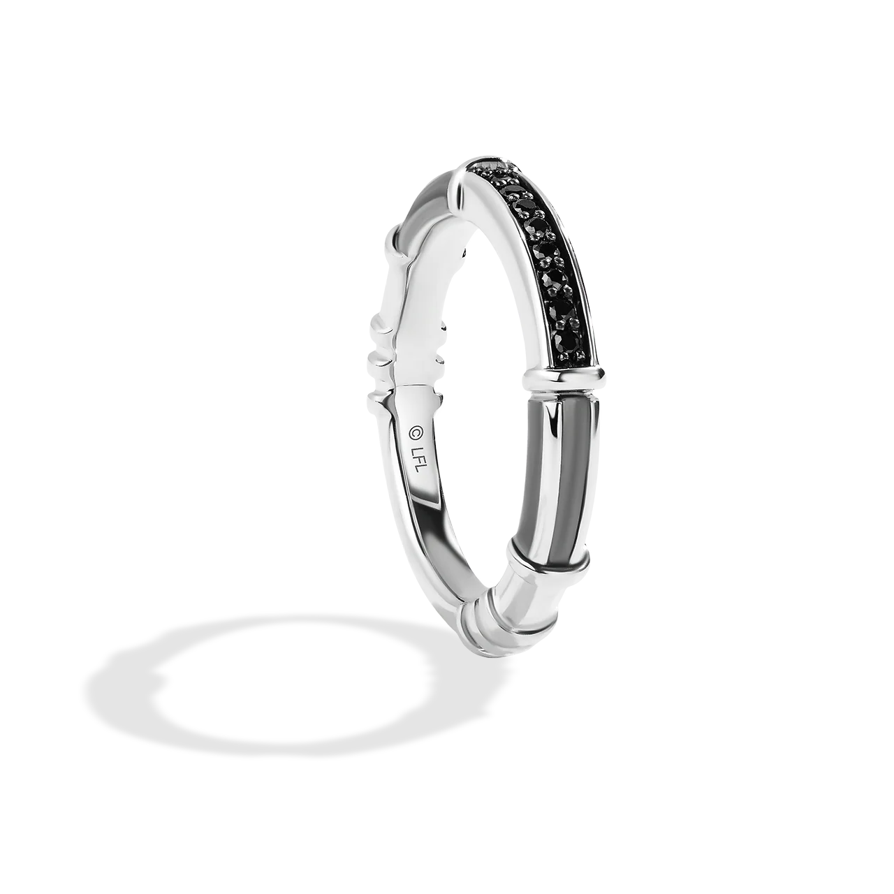 DARK ARMOR WEDDING BAND 1/10 CT.TW. Black Diamonds, 14k White Gold with Black Rhodium - Image 3