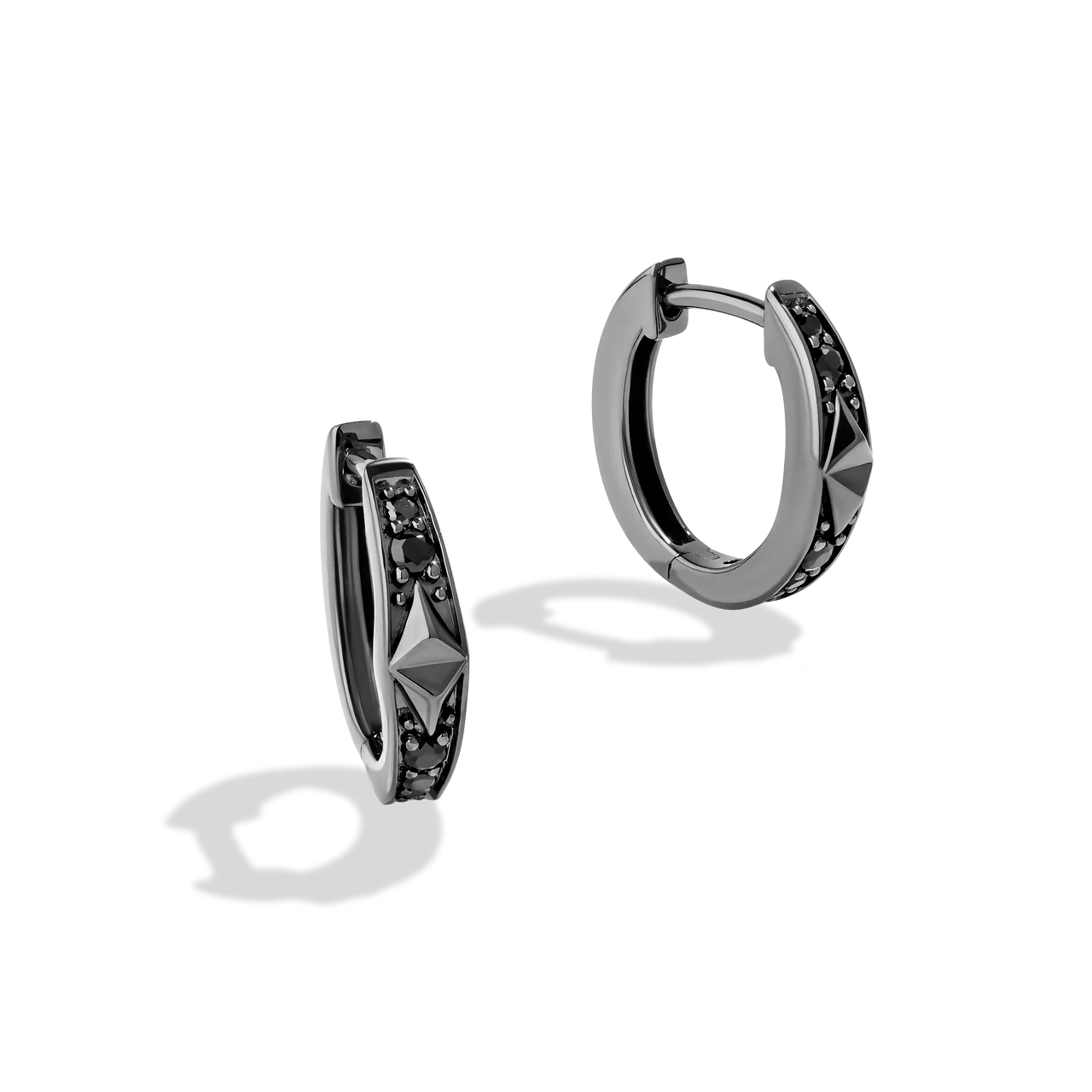 DARK ARMOR WOMEN'S Earrings in Sterling Silver and Black Rhodium with 1/5 CT.TW. Black Diamonds