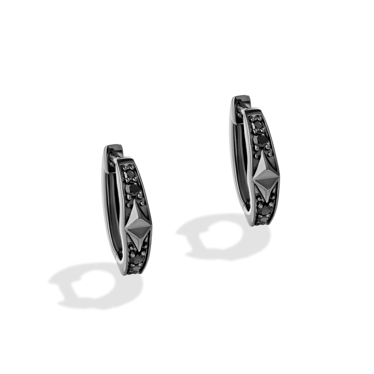 DARK ARMOR WOMEN'S Earrings in Sterling Silver and Black Rhodium with 1/5 CT.TW. Black Diamonds - Image 2