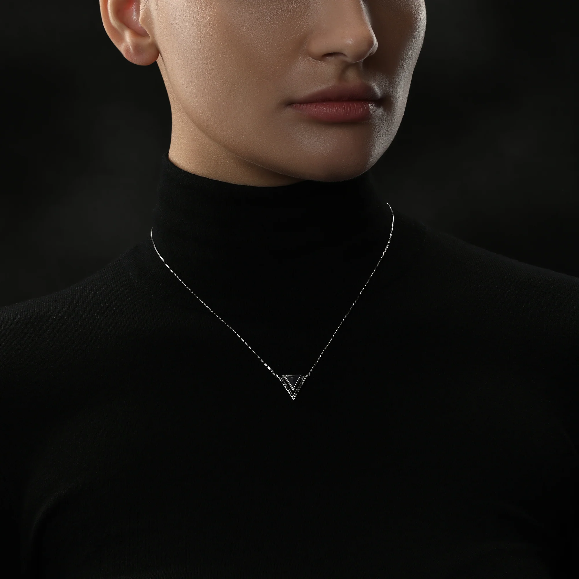 DARK ARMOR WOMEN'S NECKLACE 1/6 CT.TW. Black Diamonds and Onyx Silver with Black Rhodium - Image 2