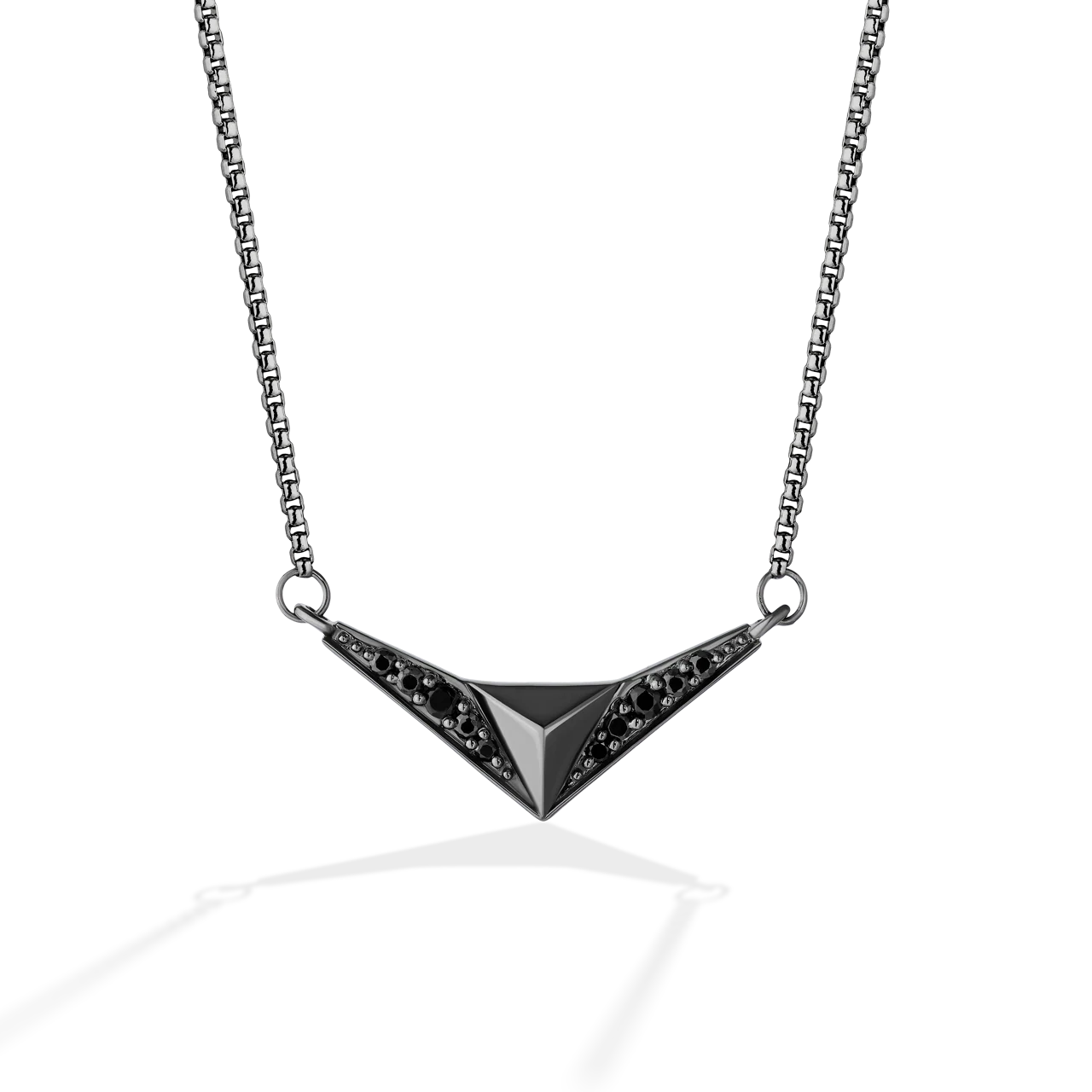 DARK ARMOR WOMEN'S NECKLACE in Sterling Silver and Black Rhodium with 1/8 CT.TW. Black Diamonds