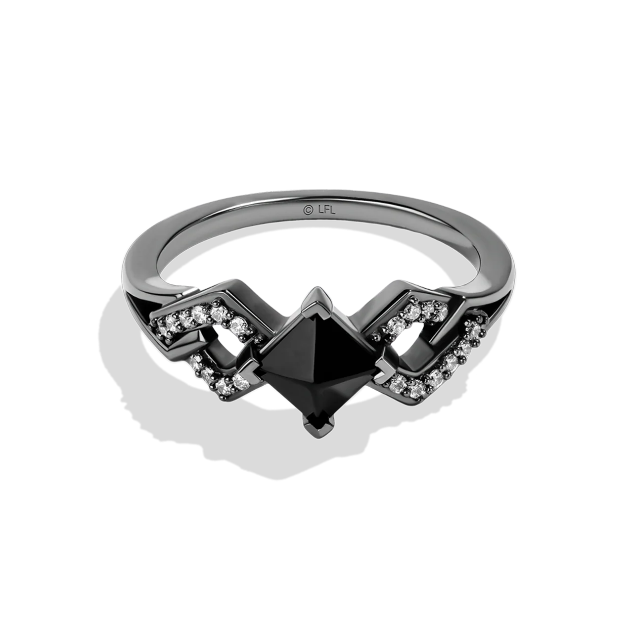 DARK ARMOR WOMEN'S RING 1/10 CT.TW. Diamond, Black Onyx in Sterling Silver with Black Rhodium