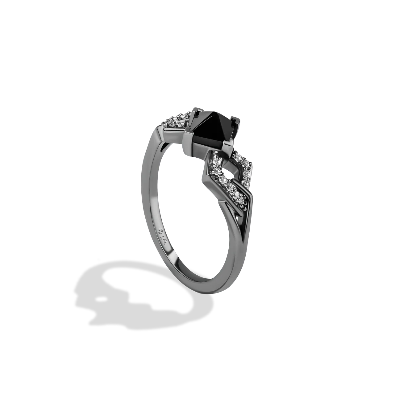 DARK ARMOR WOMEN'S RING 1/10 CT.TW. Diamond, Black Onyx in Sterling Silver with Black Rhodium - Image 2