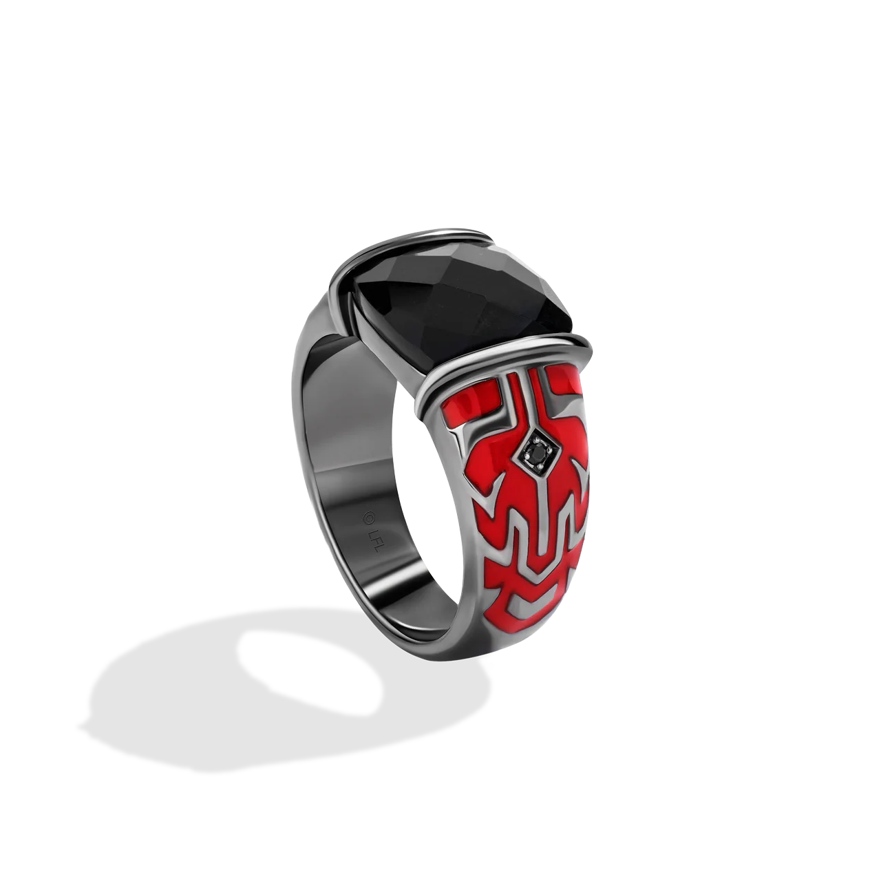 DARTH MAUL™ MEN'S RING Accent Black Diamonds, Black Onyx in Sterling Silver with Red Enamel - Image 2