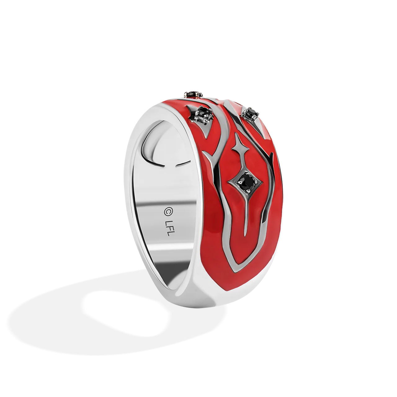 DARTH MAUL™ MEN'S RING in Black Rhodium over Sterling Silver and Red Enamel with 1/10 CT.TW. Black Diamond - Image 2