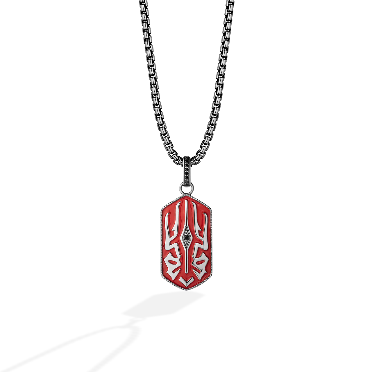 DARTH MAUL™ MEN'S/WOMEN'S PENDANT in Black Rhodium over Sterling Silver and Red Enamel with 1/12 CT.TW. Black Diamond